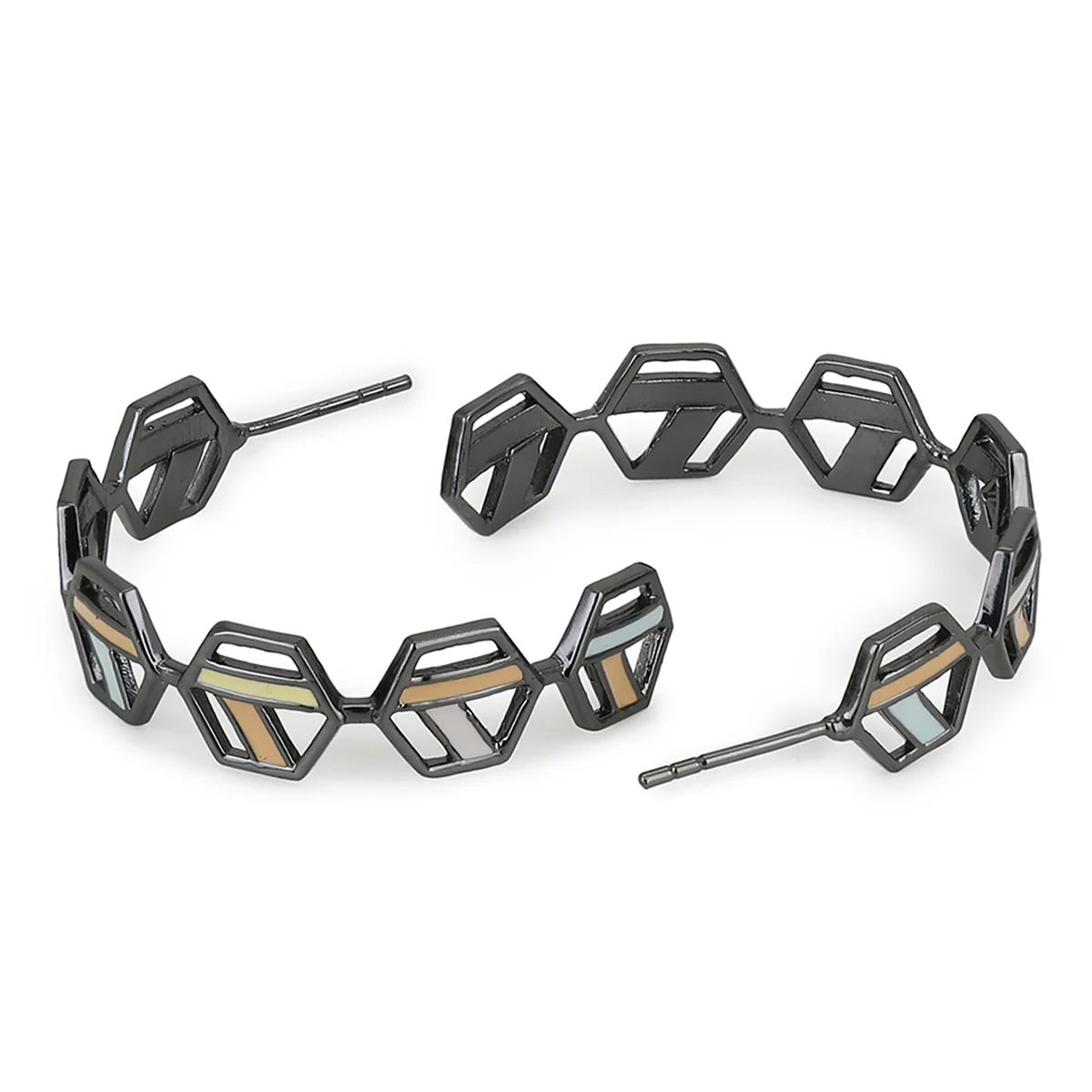 Benzene Black Rhodium Brass Earrings - Image 4