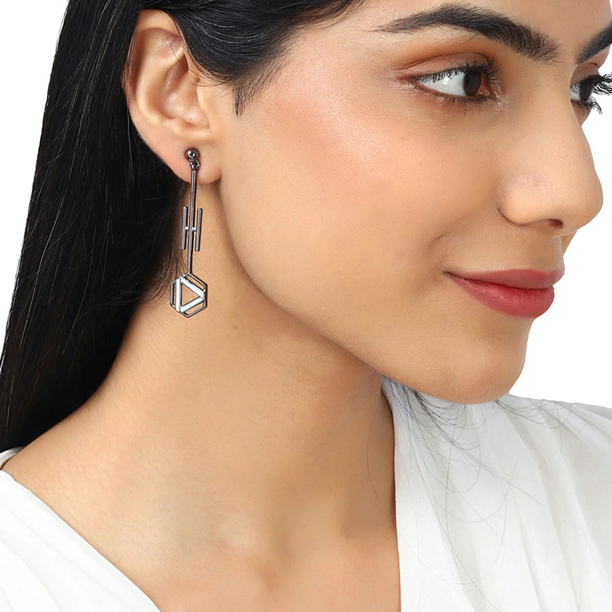 Benzene Black Rhodium Brass Earrings - Image 2