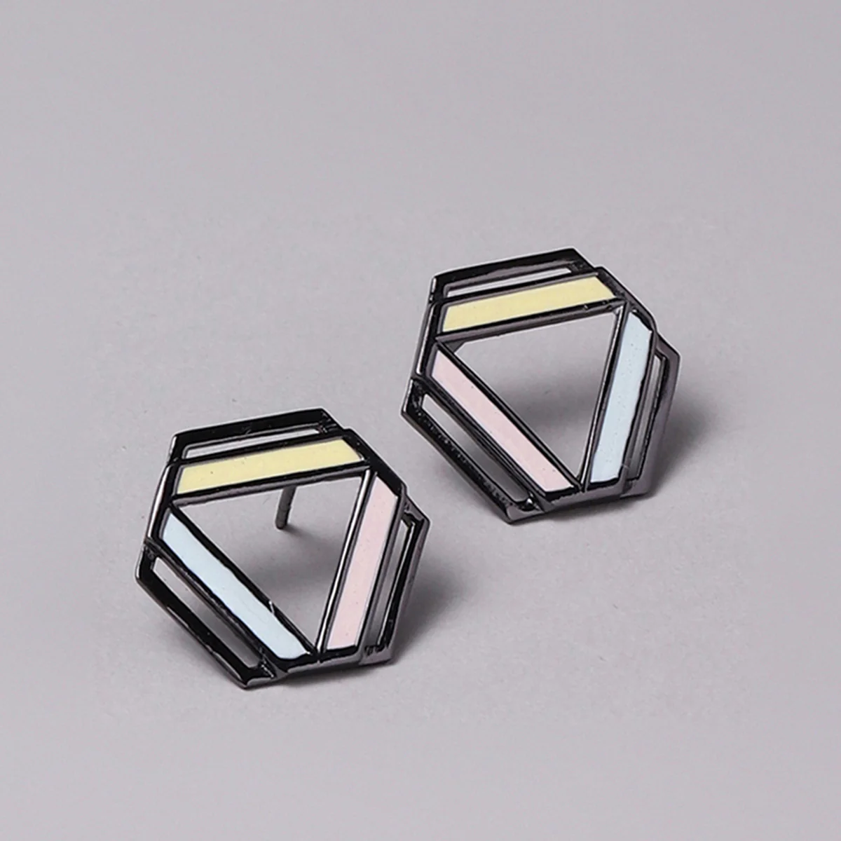 Benzene Black Rhodium Brass Earrings