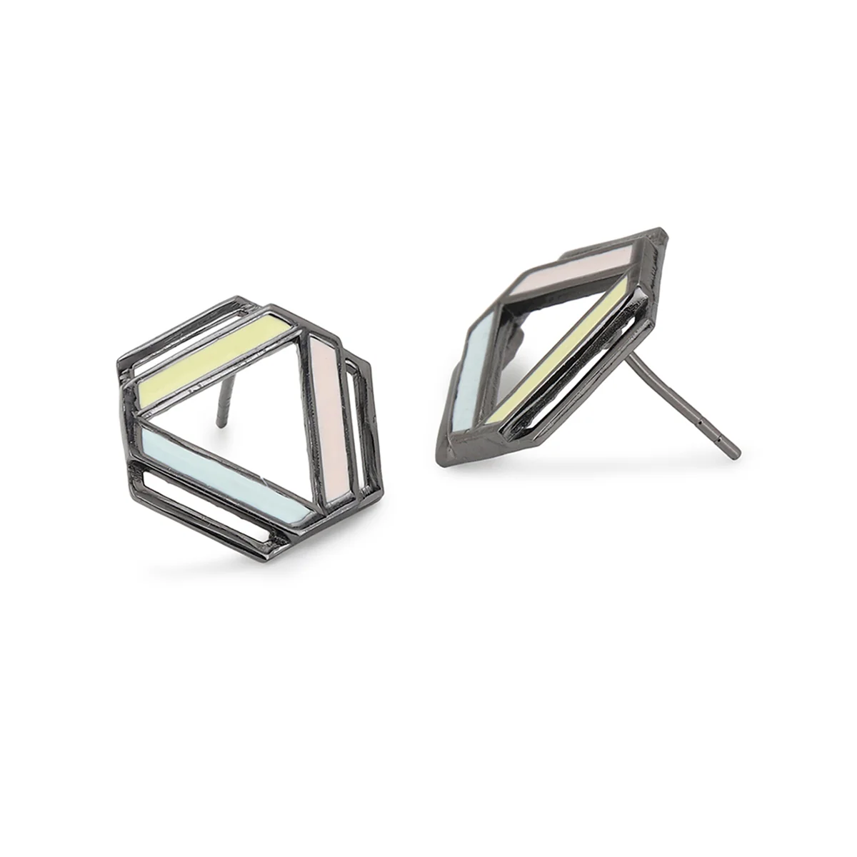 Benzene Black Rhodium Brass Earrings - Image 4