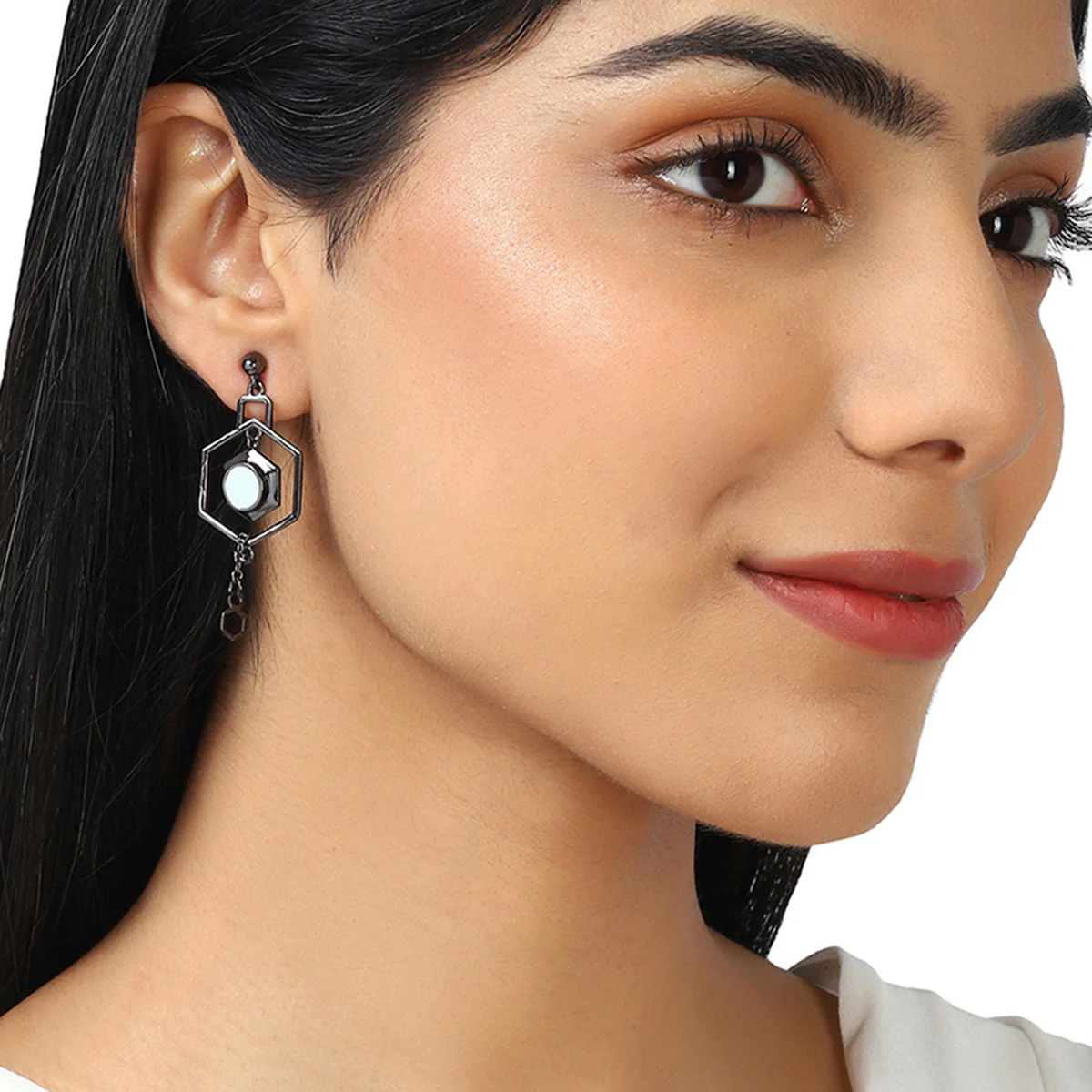 Benzene Black Rhodium Brass Earrings - Image 2