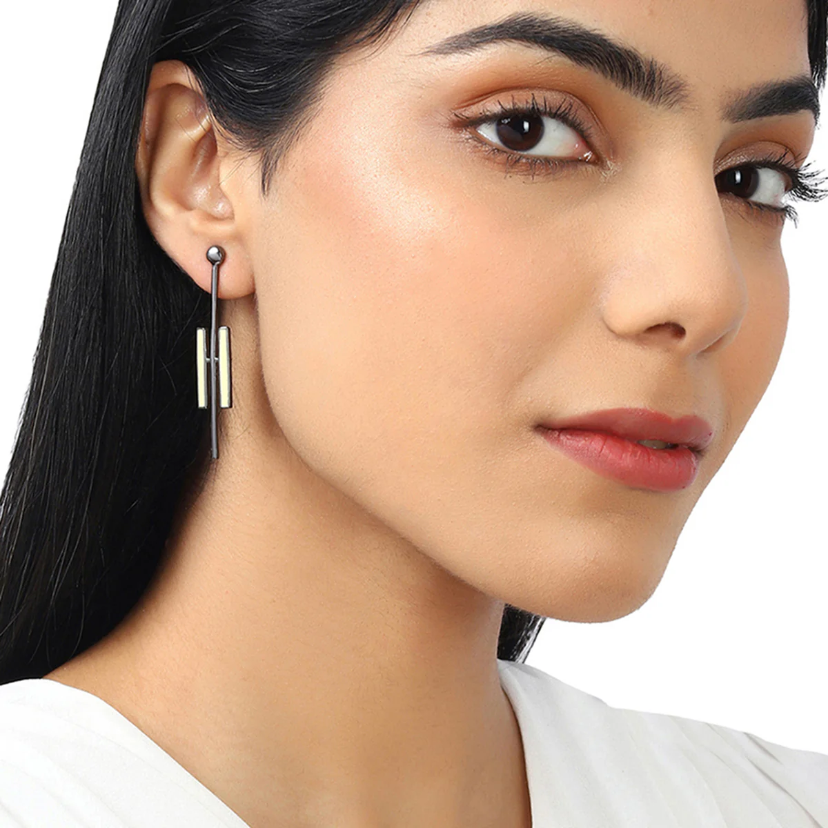 Benzene Black Rhodium Brass Earrings - Image 2