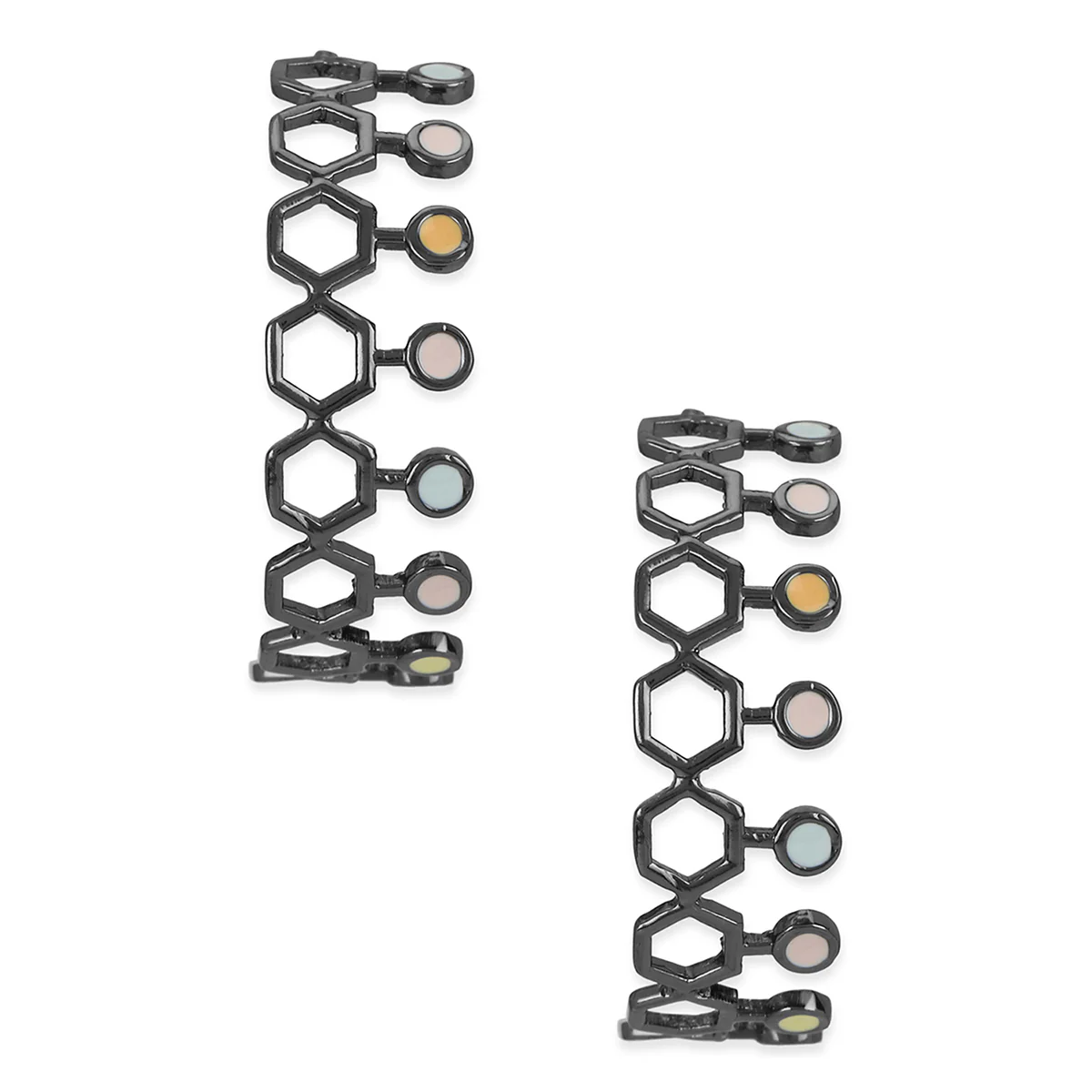 Benzene Black Rhodium Hexagon Designed Earrings - Image 3