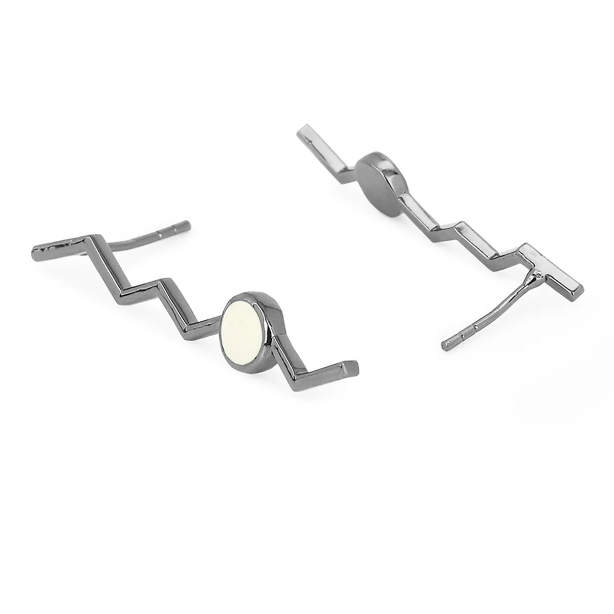 Benzene Black Rhodium Round Cut Earrings - Image 4
