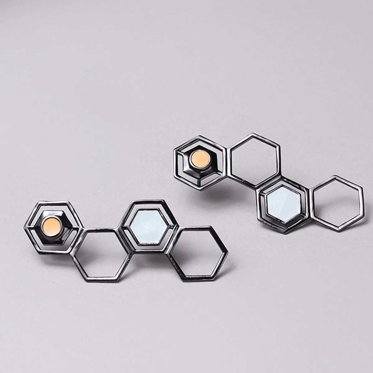 Benzene Black Rhodium Brass Earrings