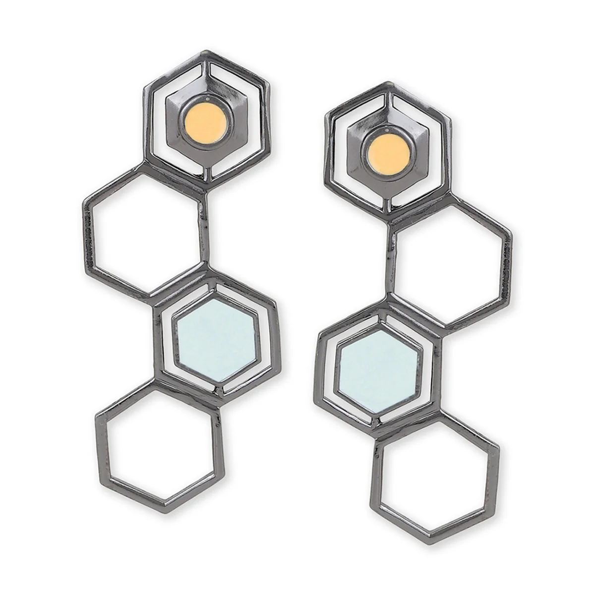 Benzene Black Rhodium Brass Earrings - Image 3