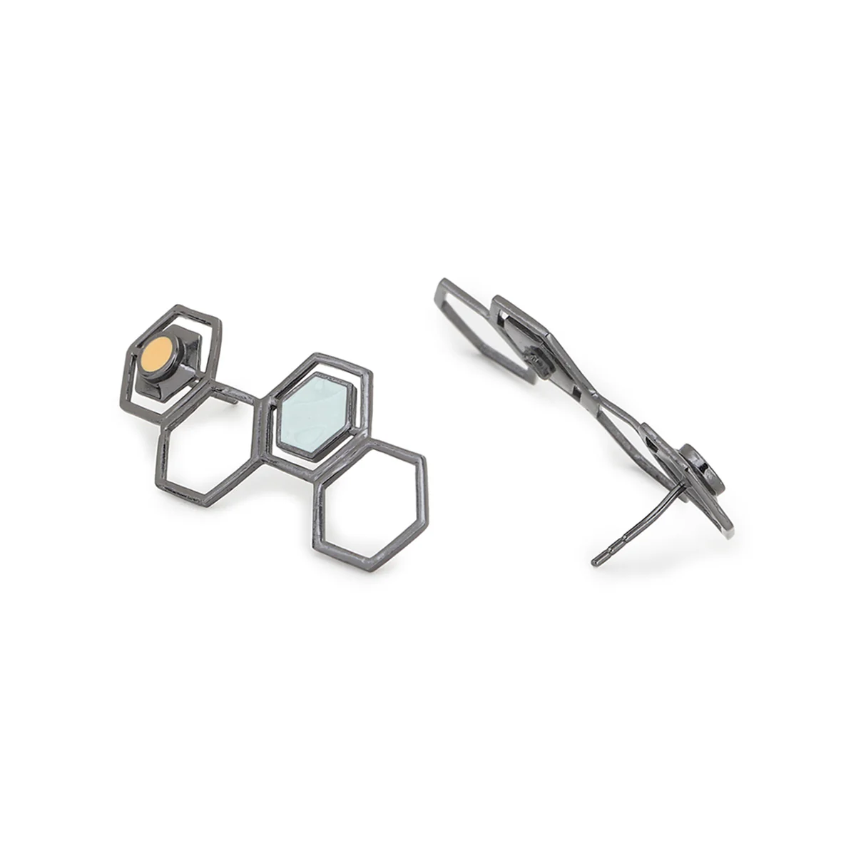 Benzene Black Rhodium Brass Earrings - Image 4