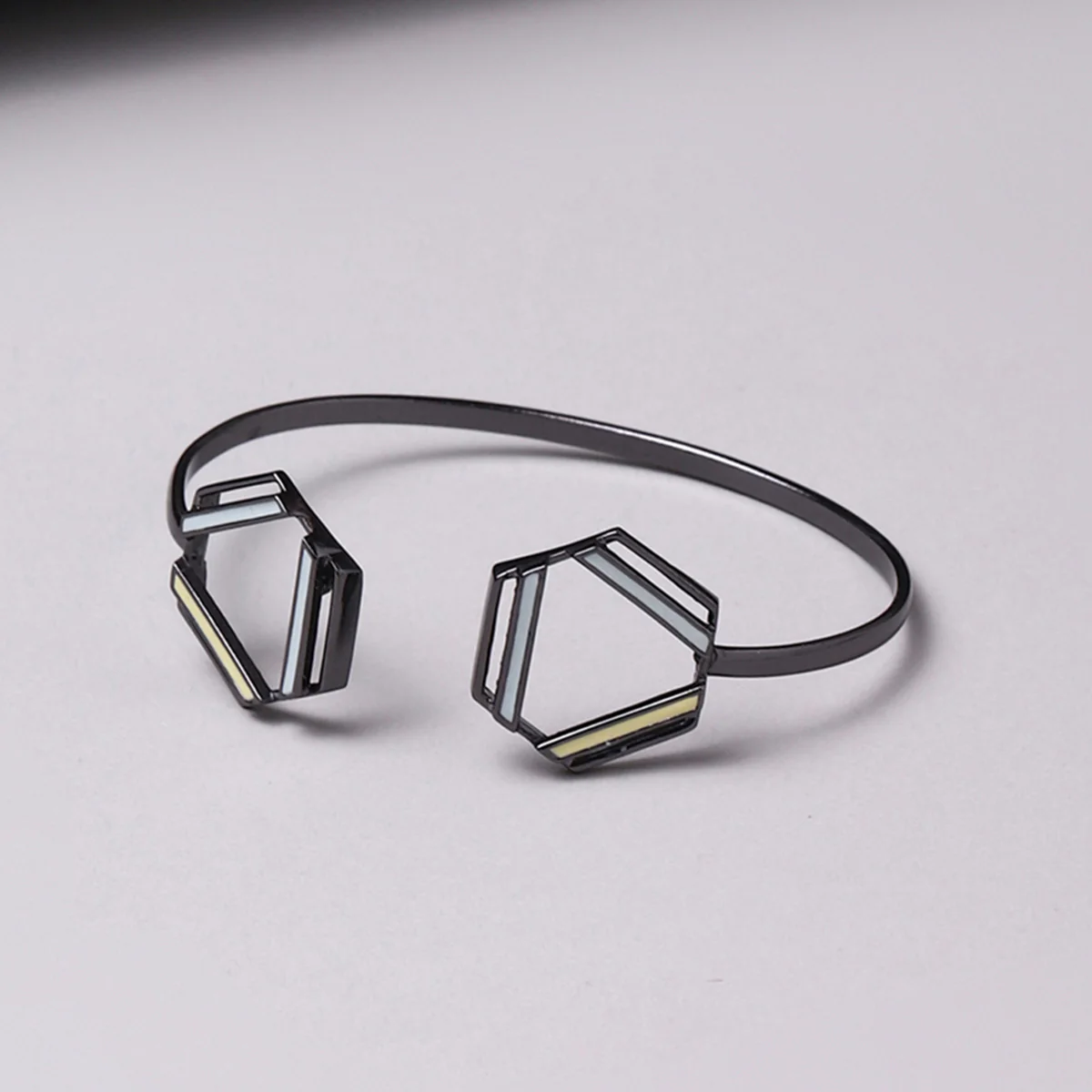 Benzene Black Rhodium Brass Earrings.