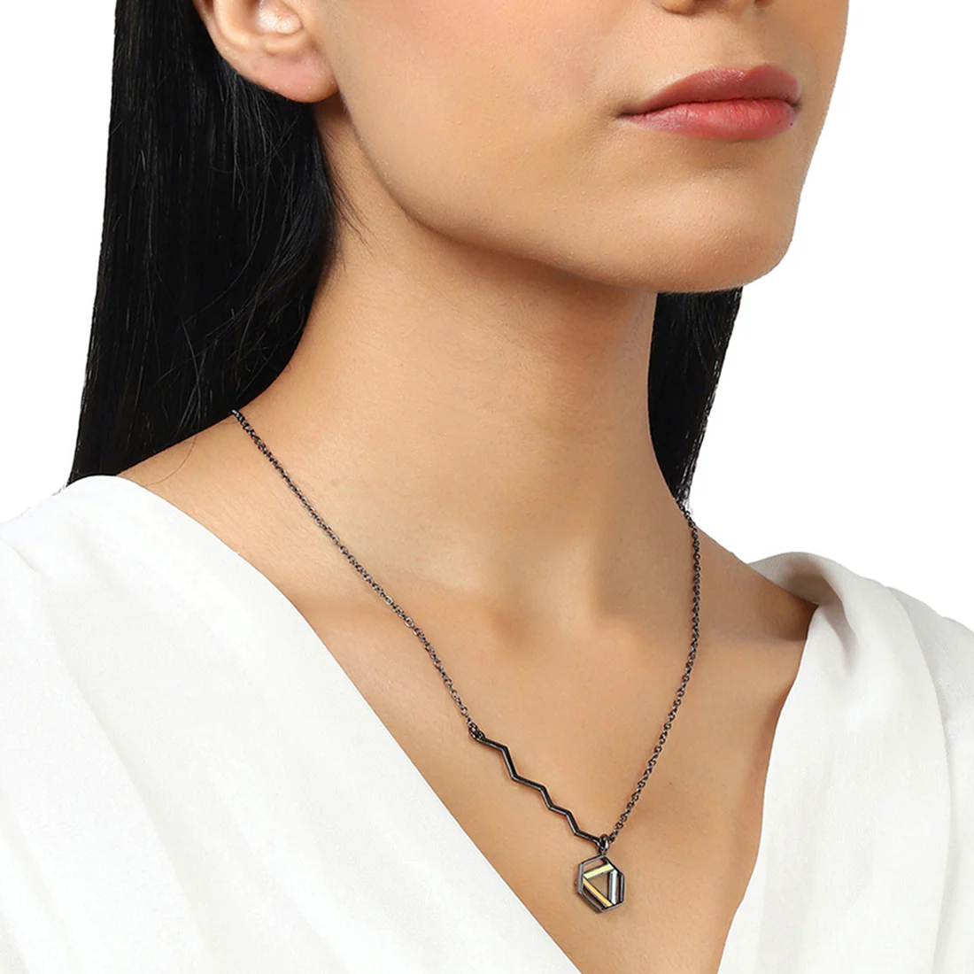Benzene Black Rhodium Brass Necklaces - Image 2