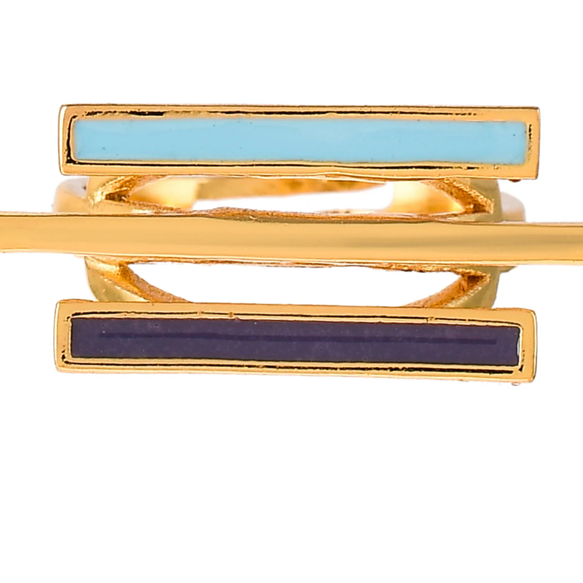 Benzene Gold Contemporary Enamelled Adjustable Ring - Image 3