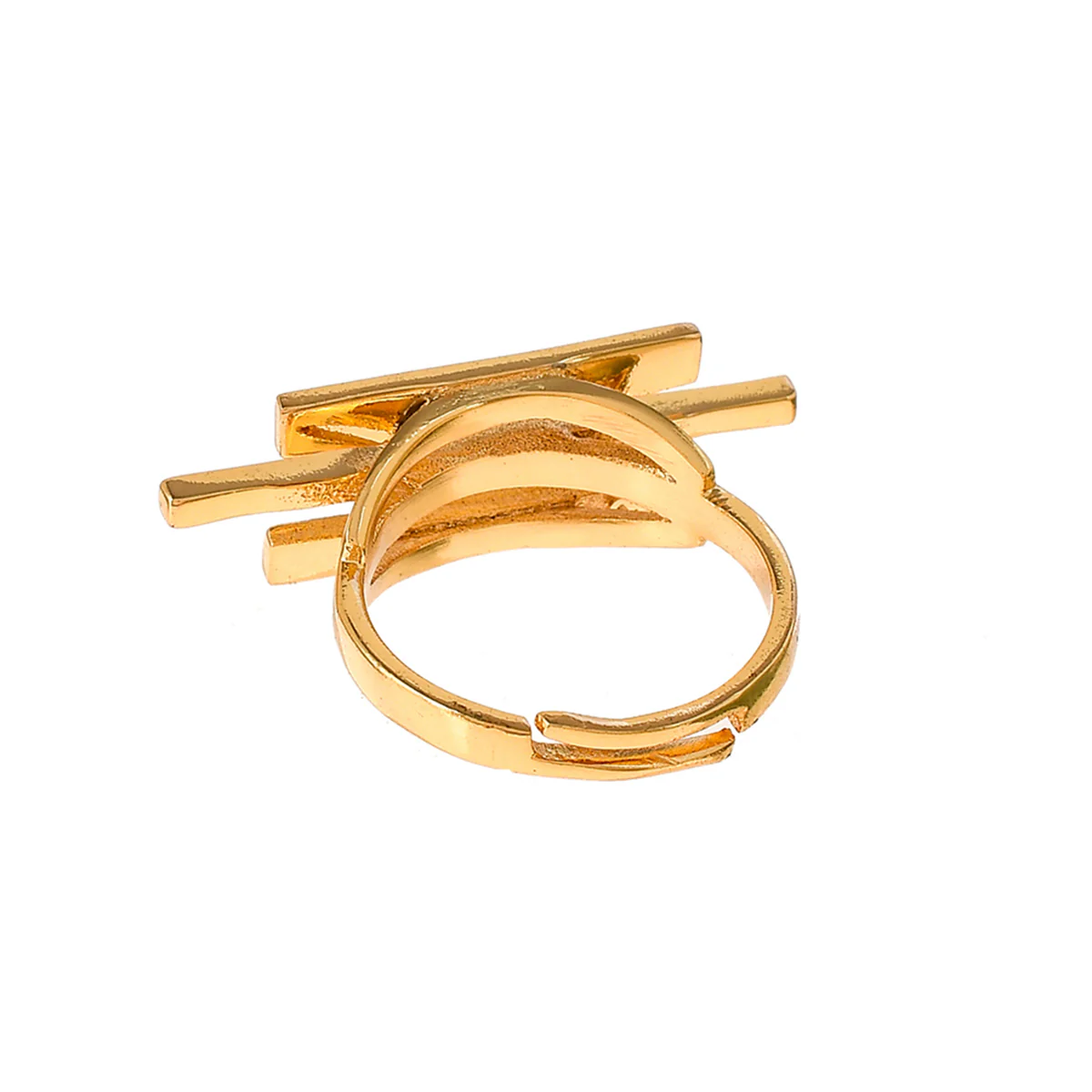 Benzene Gold Contemporary Enamelled Adjustable Ring - Image 5