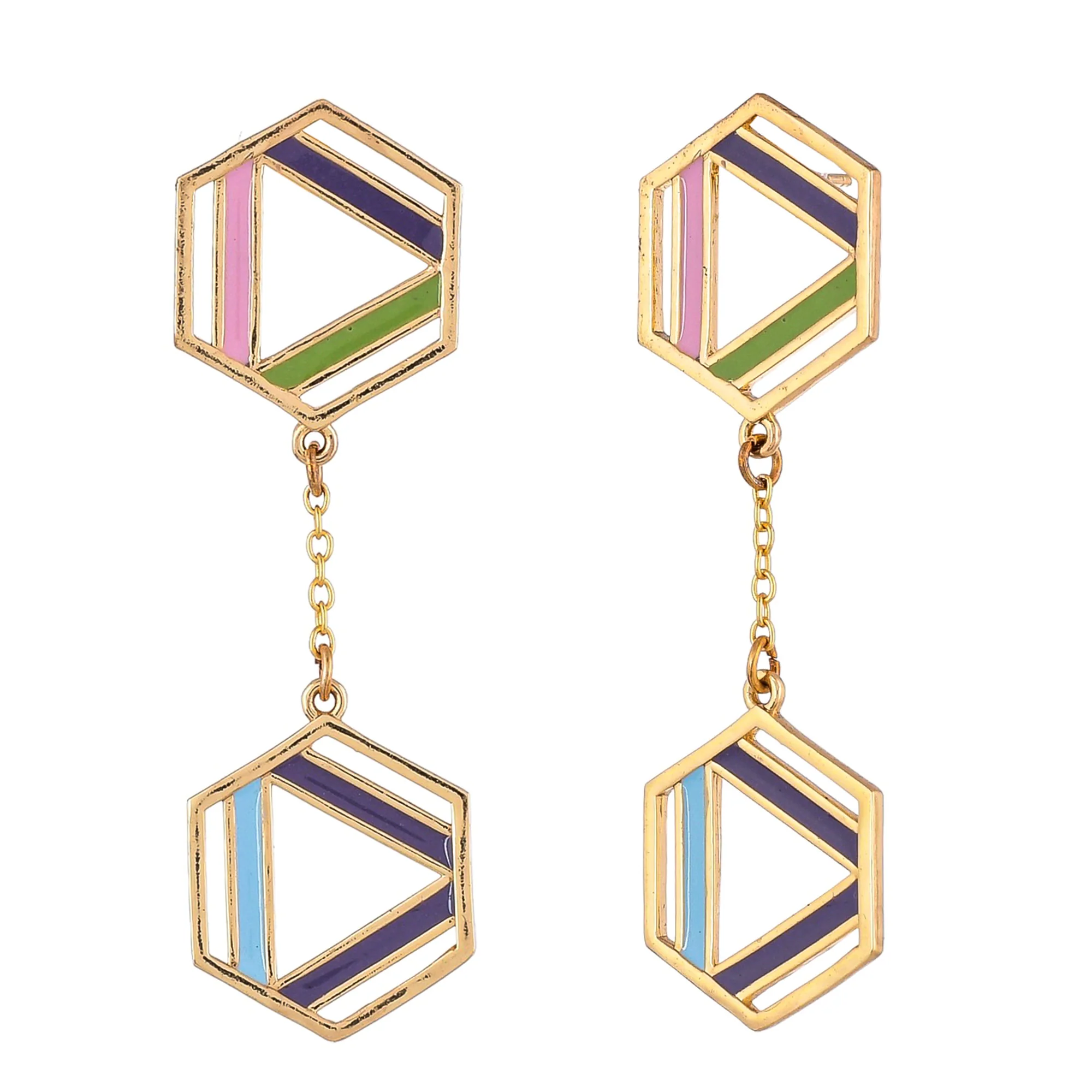 Benzene Enameled Layered Drop Earrings - Image 4