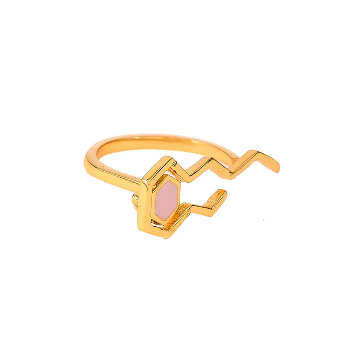 Benzene Gold Enamelled Geometric Ring - Image 4