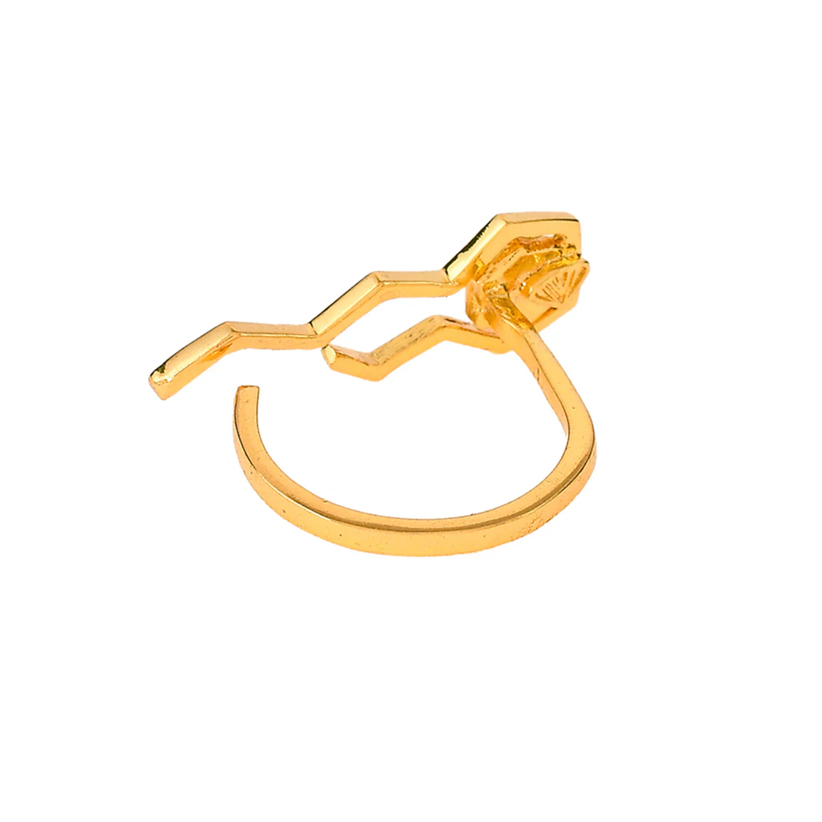 Benzene Gold Enamelled Geometric Ring - Image 5