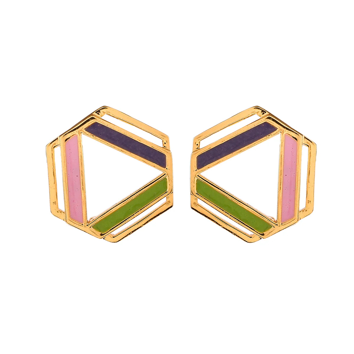 Benzene Gold Plated Enamelled Stud Earrings - Image 3