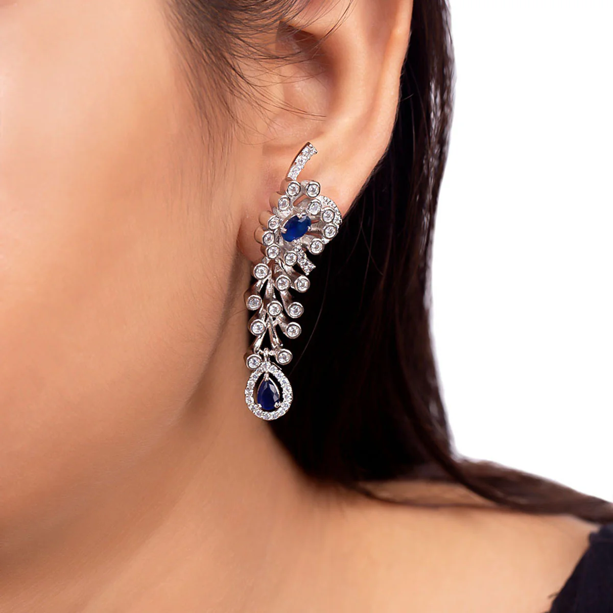 Bezel Casual CZ Gems Drop Earrings - Image 2