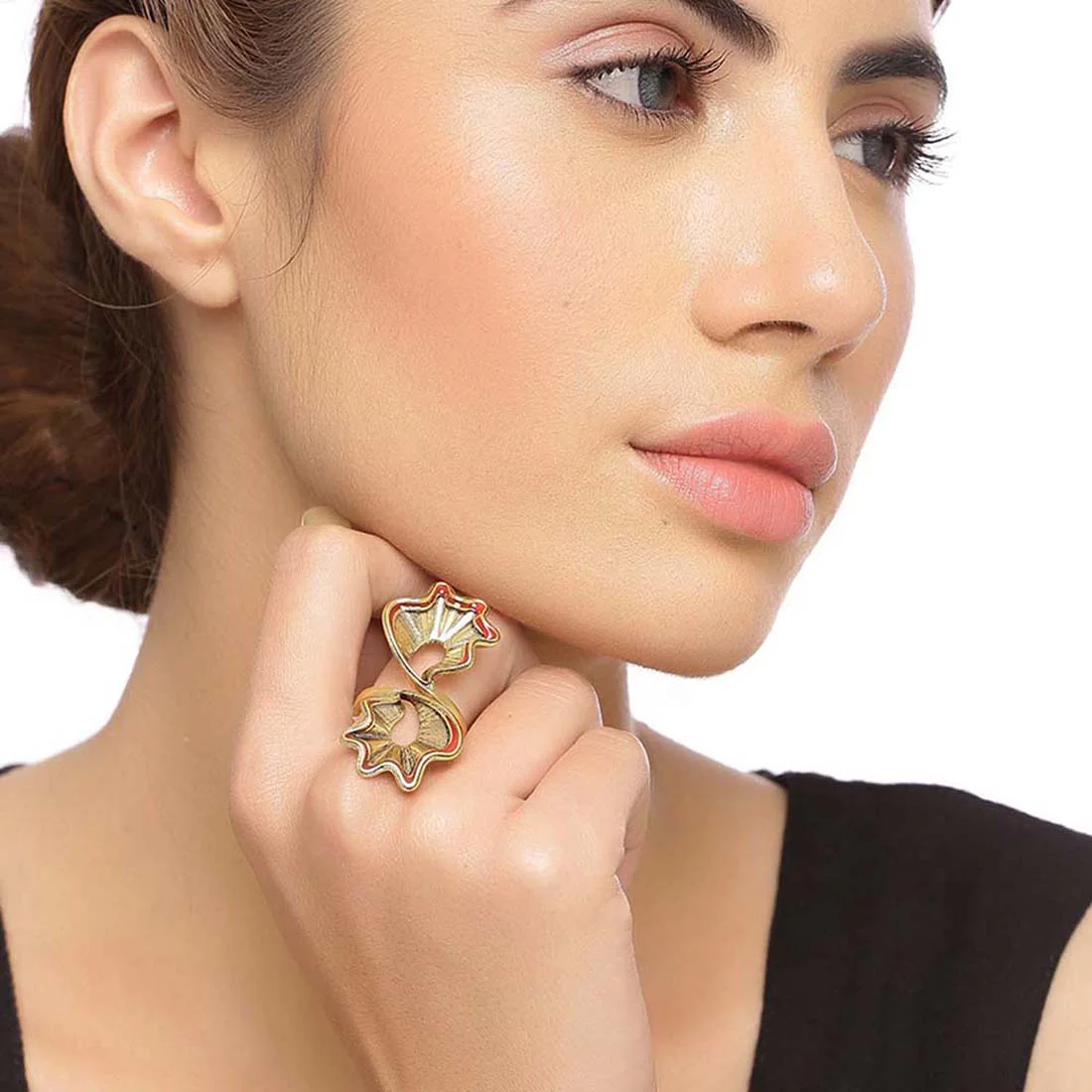Bharatnatyam Drape Dress Pleats Inspired Ring - Image 2