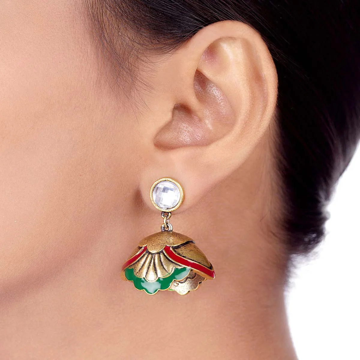 Bharatnatyam Drape Floral Drop Earrings - Image 2