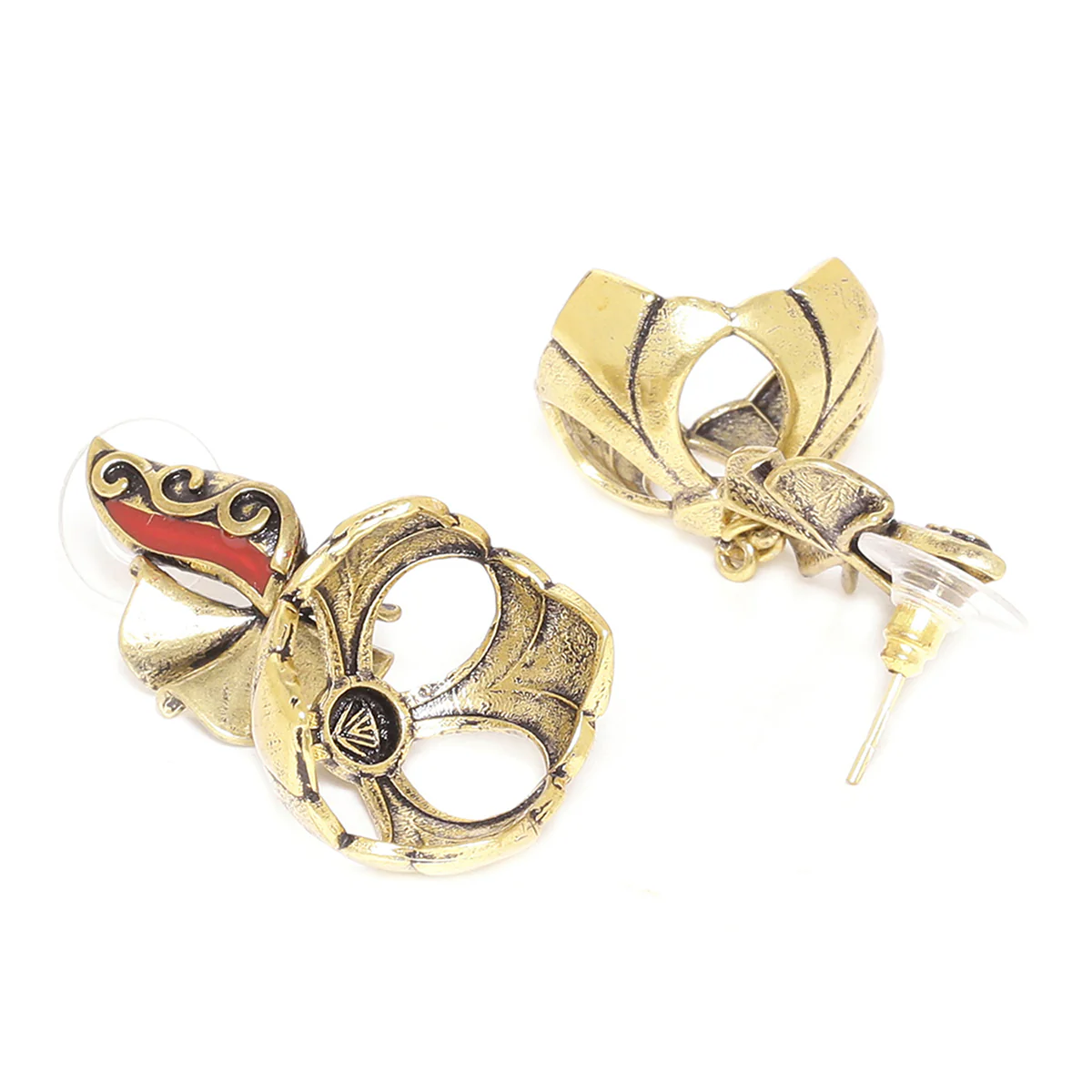 Bharatnatyam Drape Floral Inspired Drop Earrings - Image 4