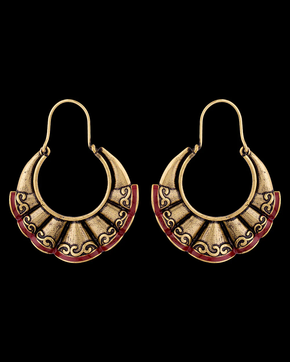 Bharatnatyam Drape Pleated Hoop Earrings - Image 3