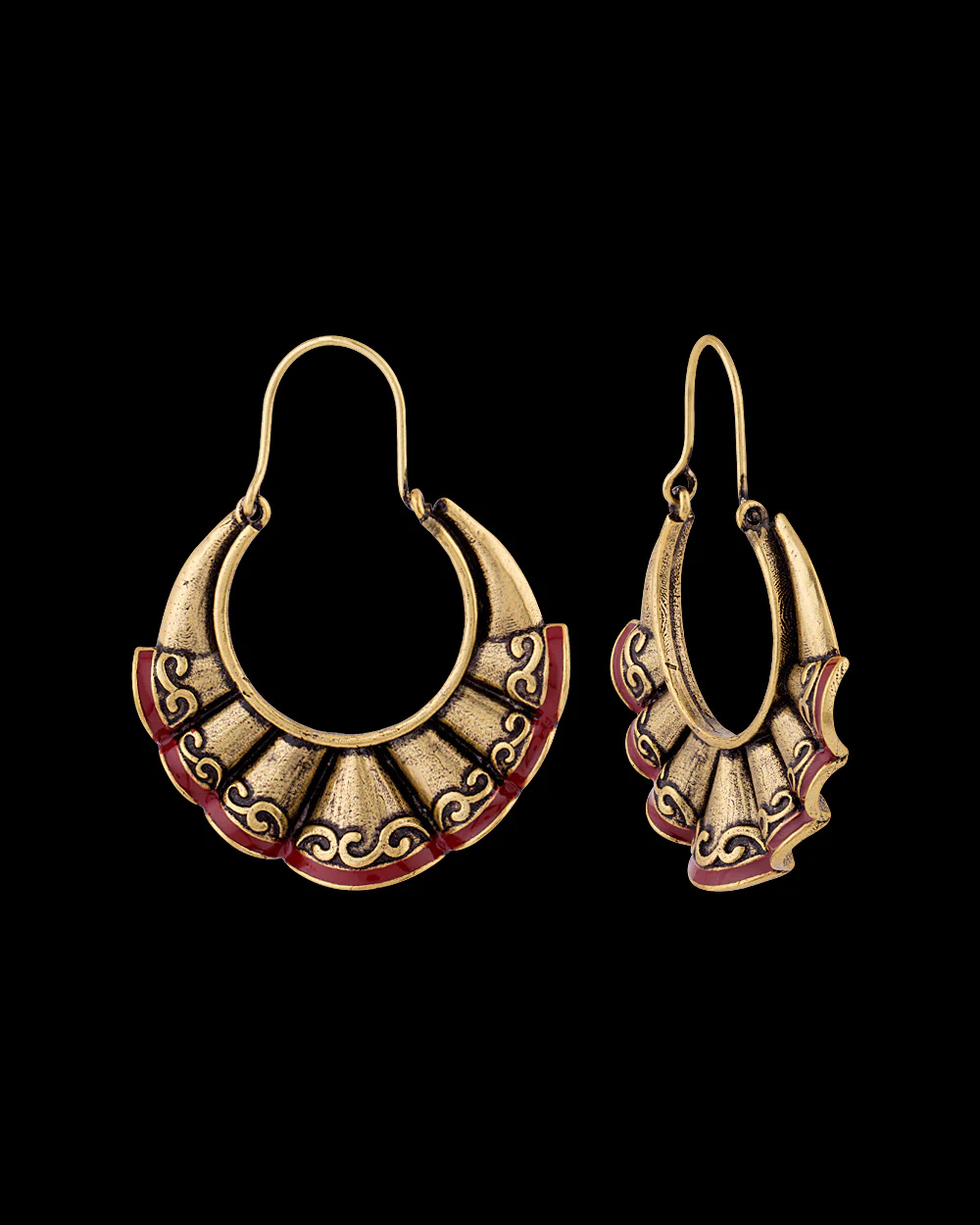 Bharatnatyam Drape Pleated Hoop Earrings - Image 4