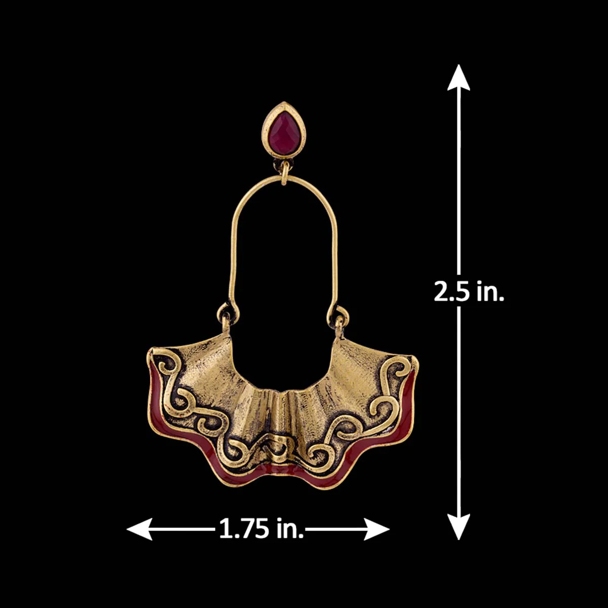 Bharatnatyam Drape Pleated Long Earrings - Image 5
