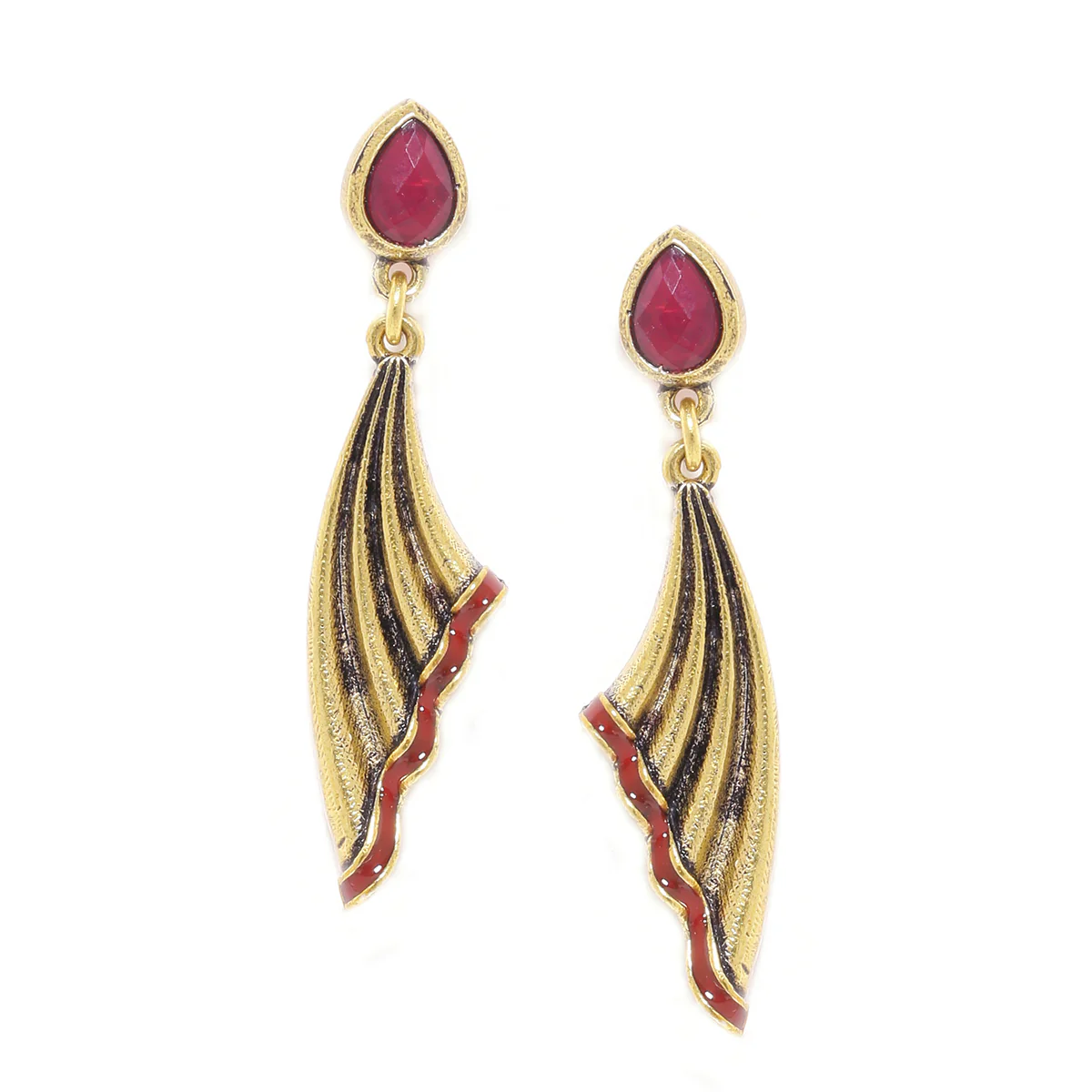 Bharatnatyam Drape Pleated Pattern Earrings - Image 4