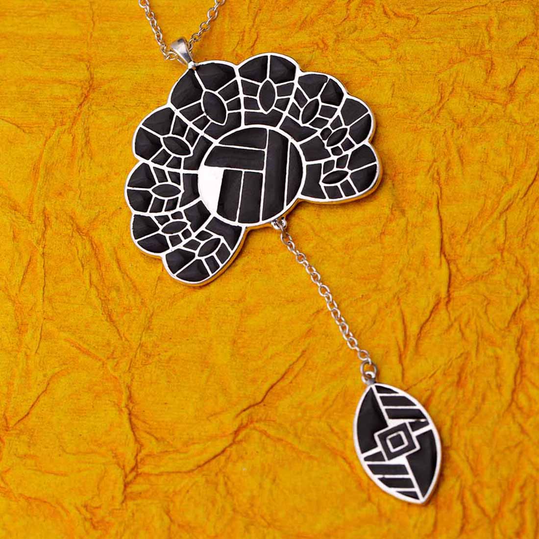 Bidri Tribal Design Drop Pendant