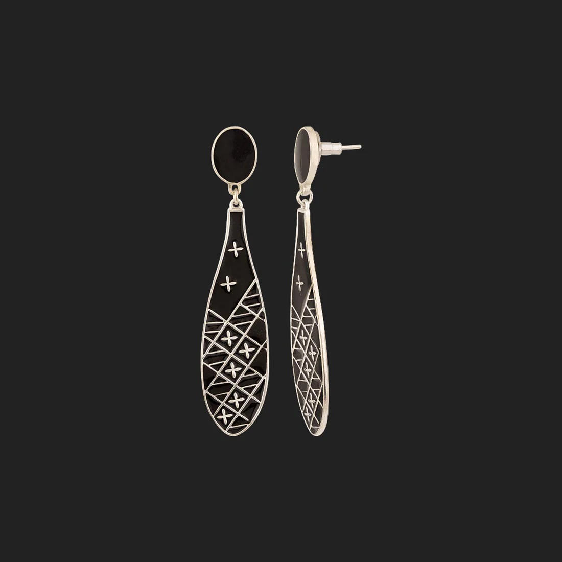 Bidri Tribal Inspired Drop Earrings - Image 4