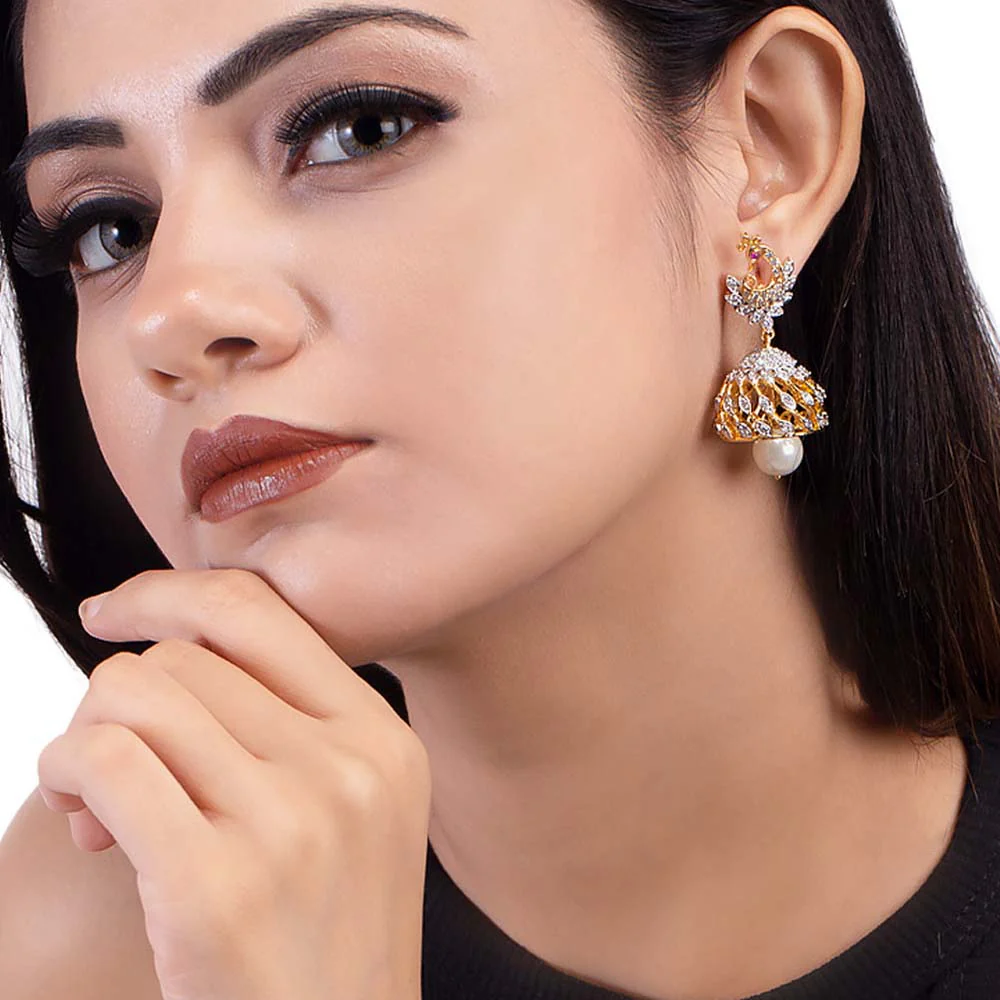 Bird Motif Adorned Drop Earrings - Image 2