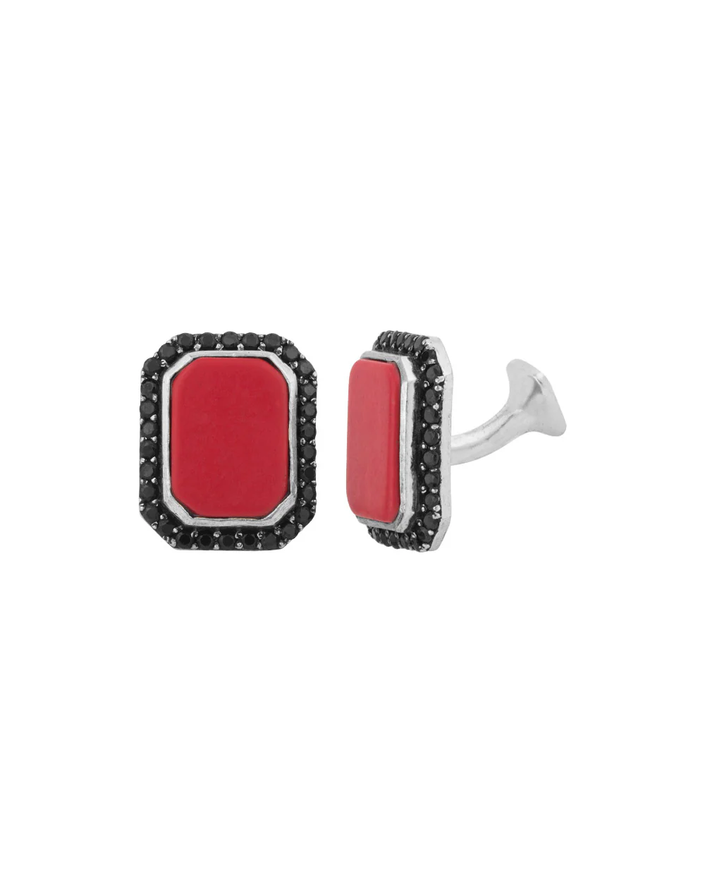 Black CZ Angular Cut Milestone Cufflinks - Image 2