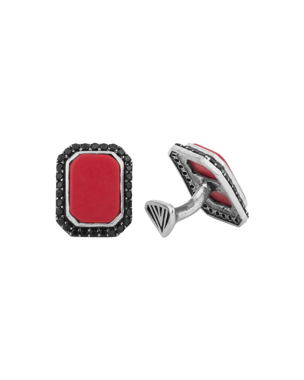 Black CZ Angular Cut Milestone Cufflinks - Image 3
