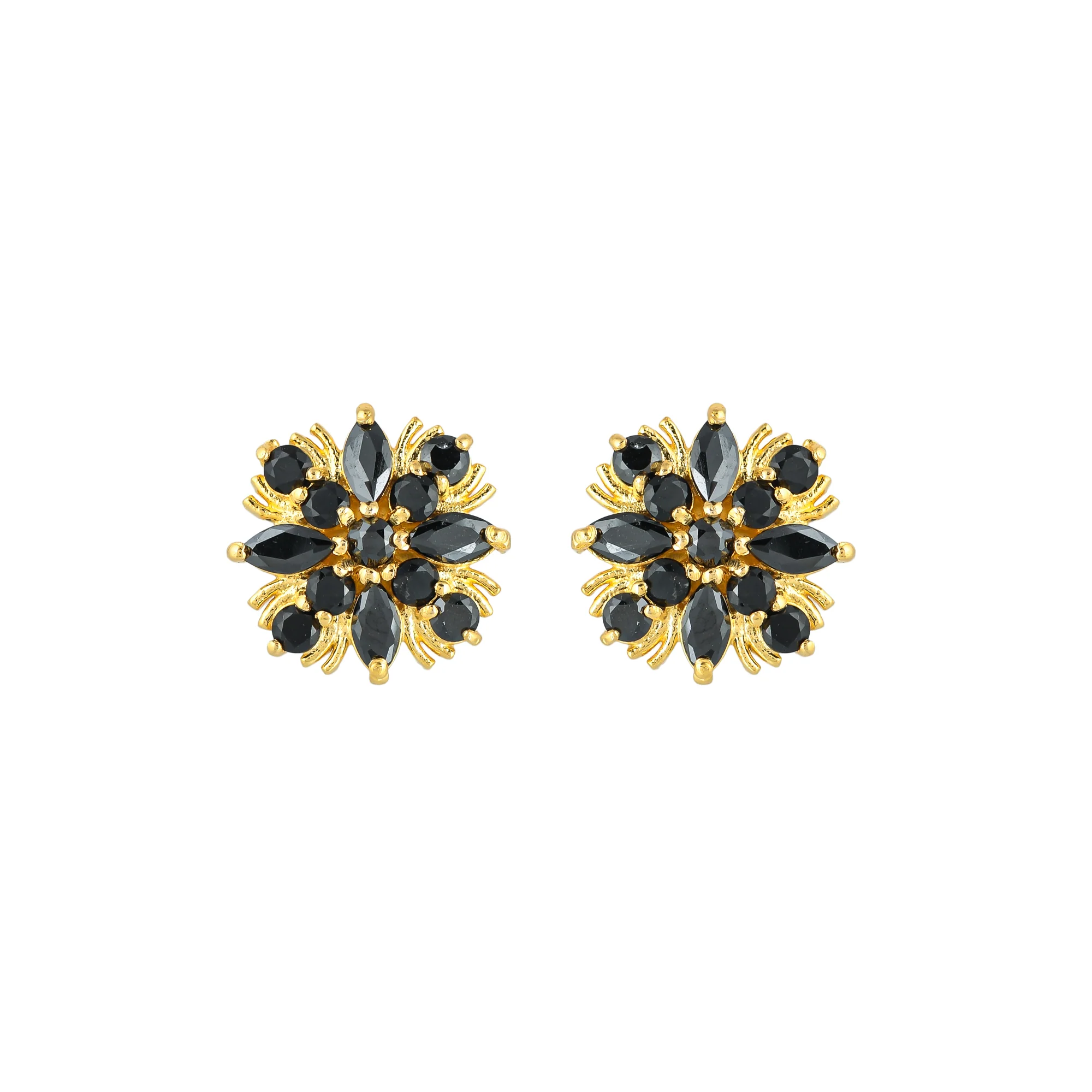Black CZ Gemstones Small Stud Earrings - Image 3