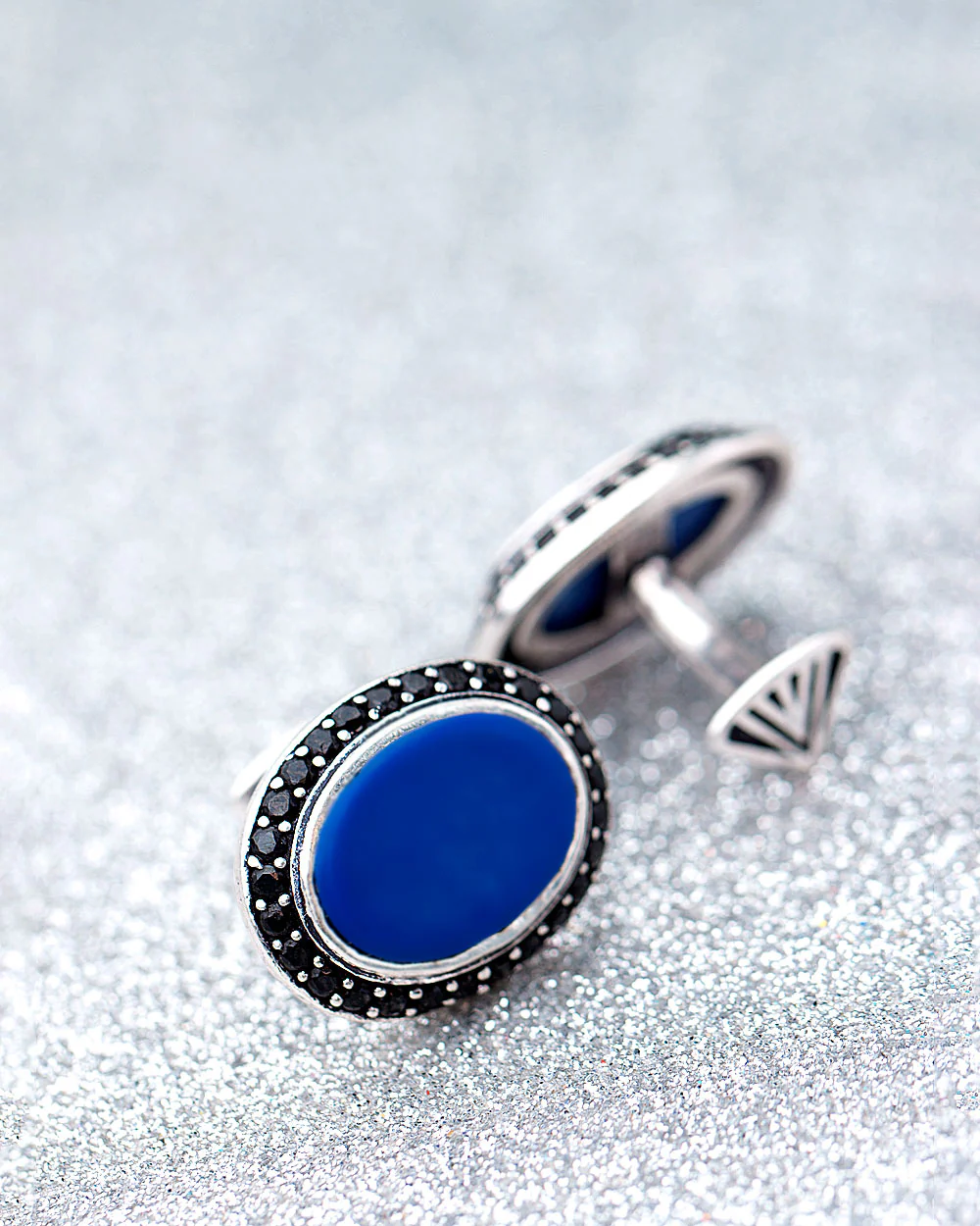 Black CZ Studded Milestone Cufflinks