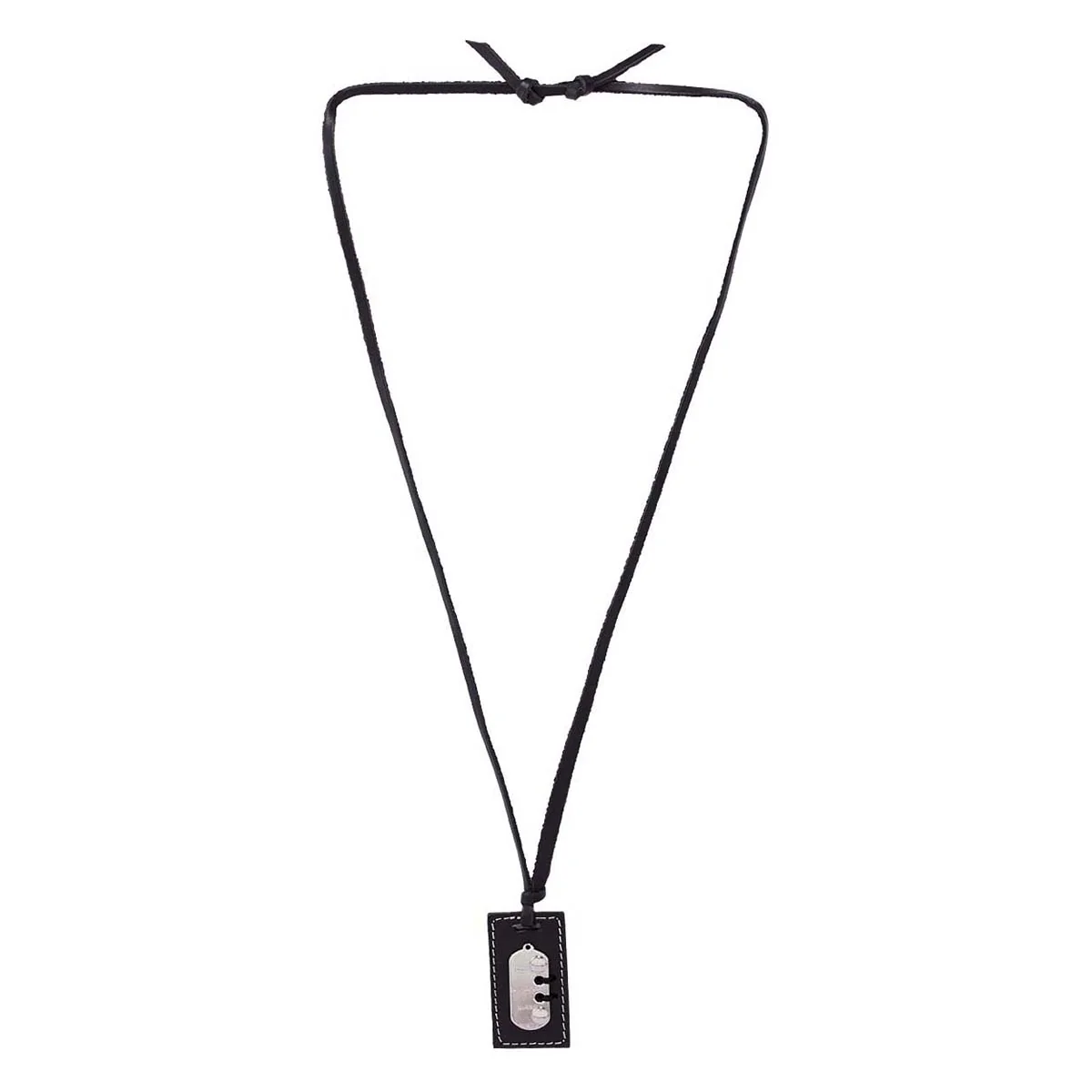 Black Leather With Silver Plated Pendant With Chain - Image 6