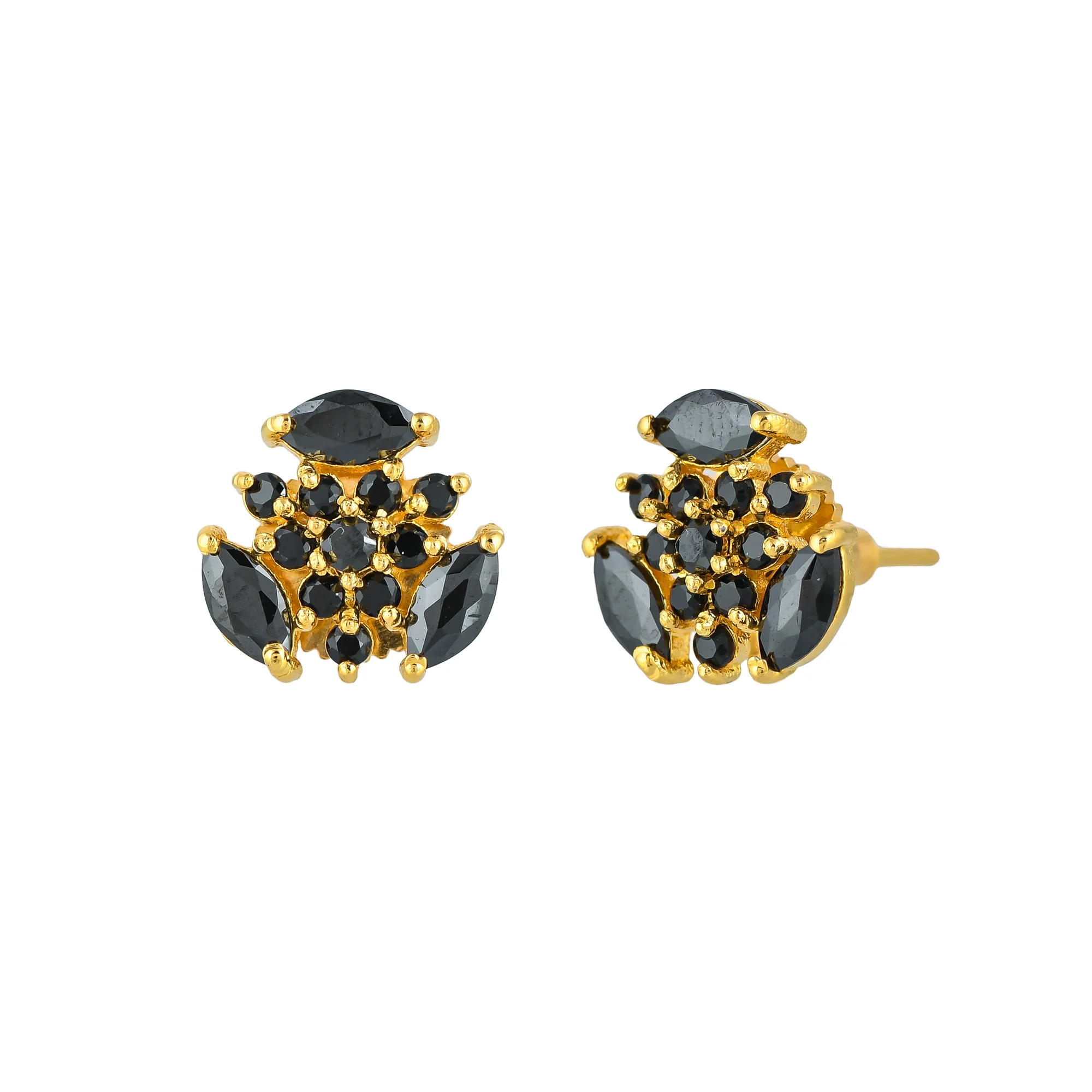 Black Marquise Cut CZ Stud Earrings - Image 4