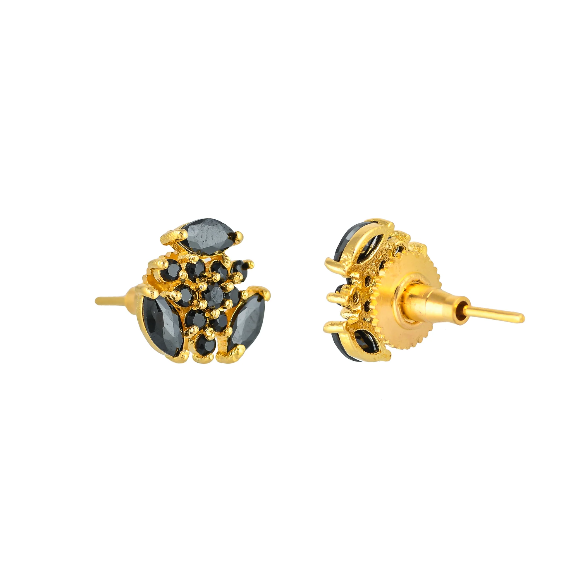Black Marquise Cut CZ Stud Earrings - Image 5
