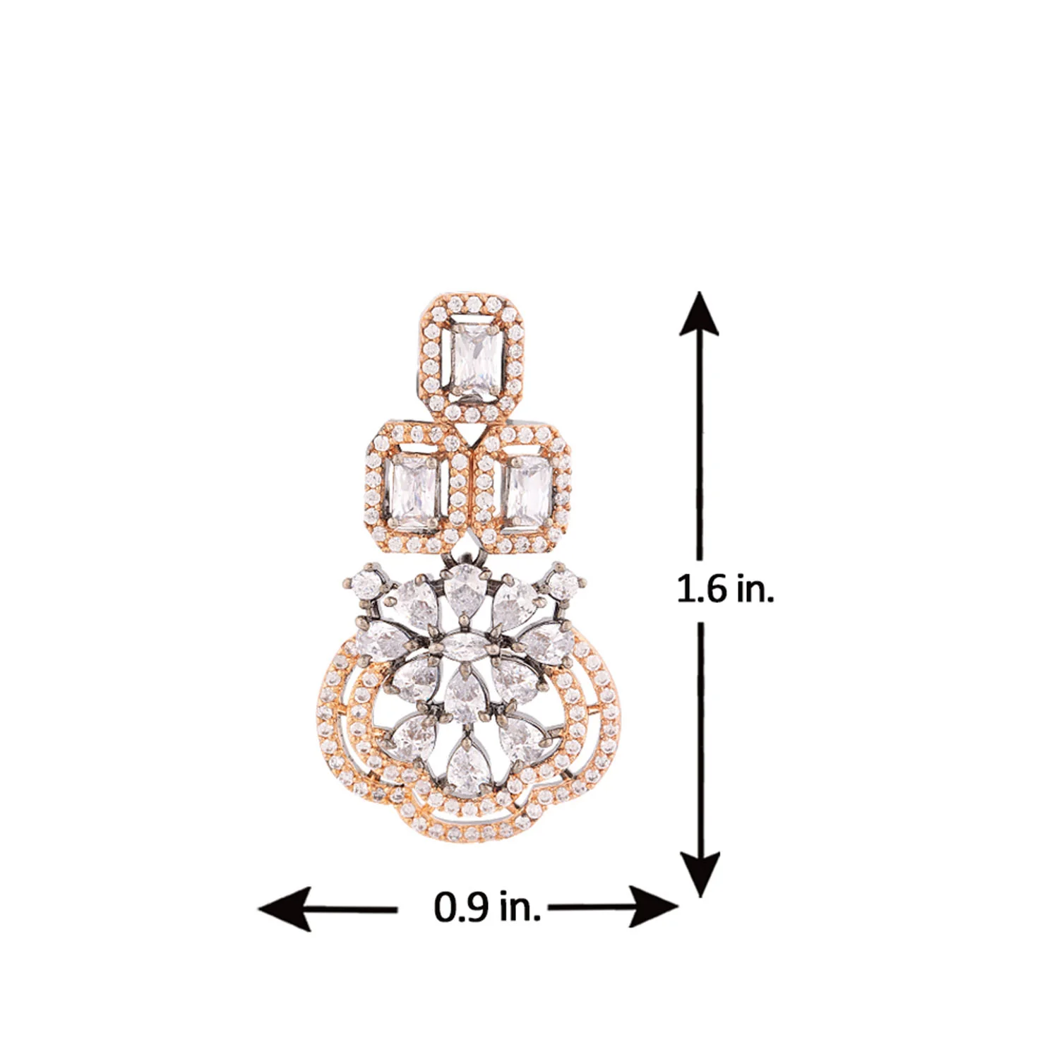 Black Rhodium Plated American Diamond Gems Adorned Earrings - Image 5