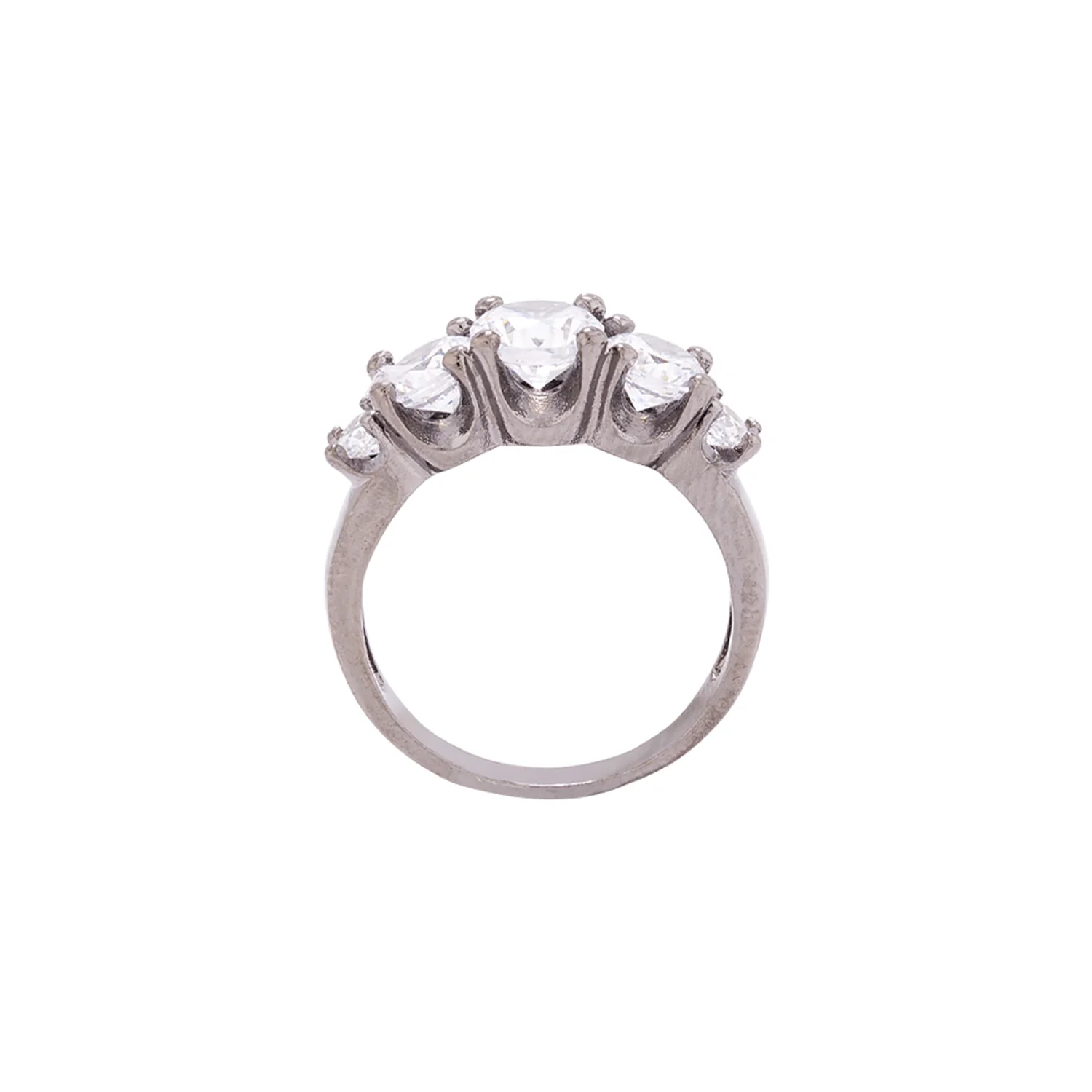Black Rhodium Plated Cluster Setting Zircon Gems Ring - Image 4