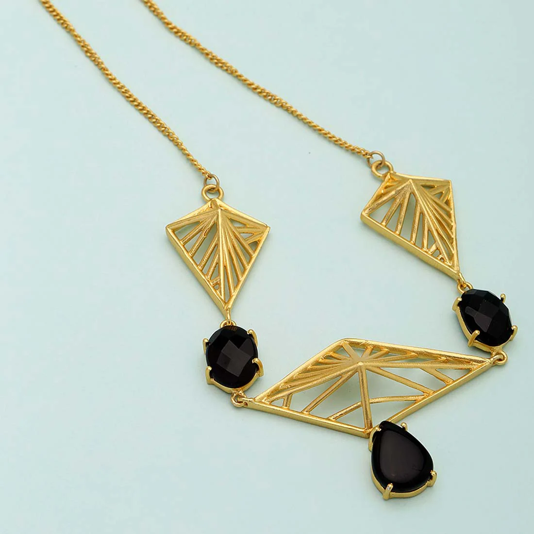 Black Stone Studded Modern Necklace