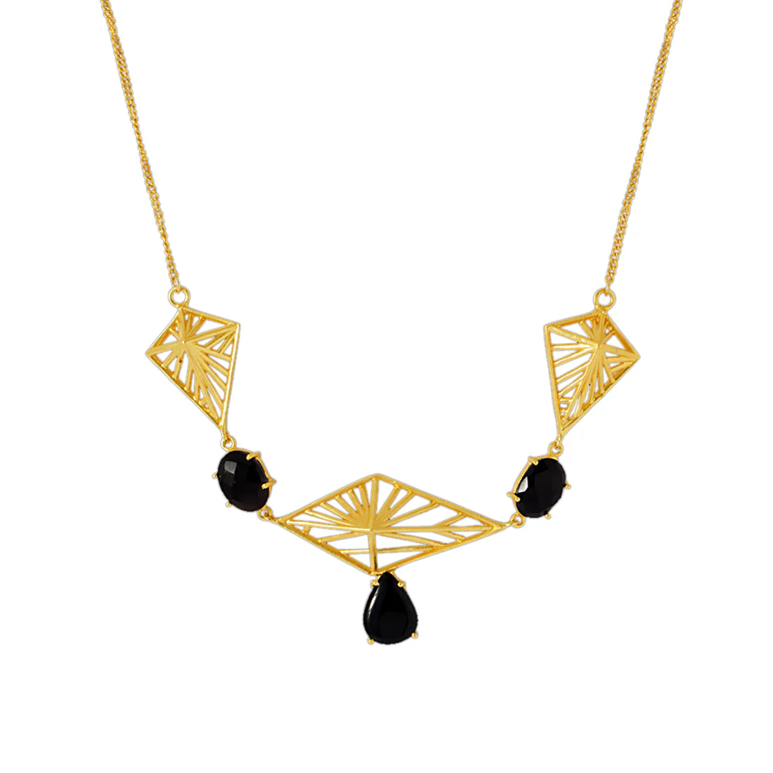 Black Stone Studded Modern Necklace - Image 2