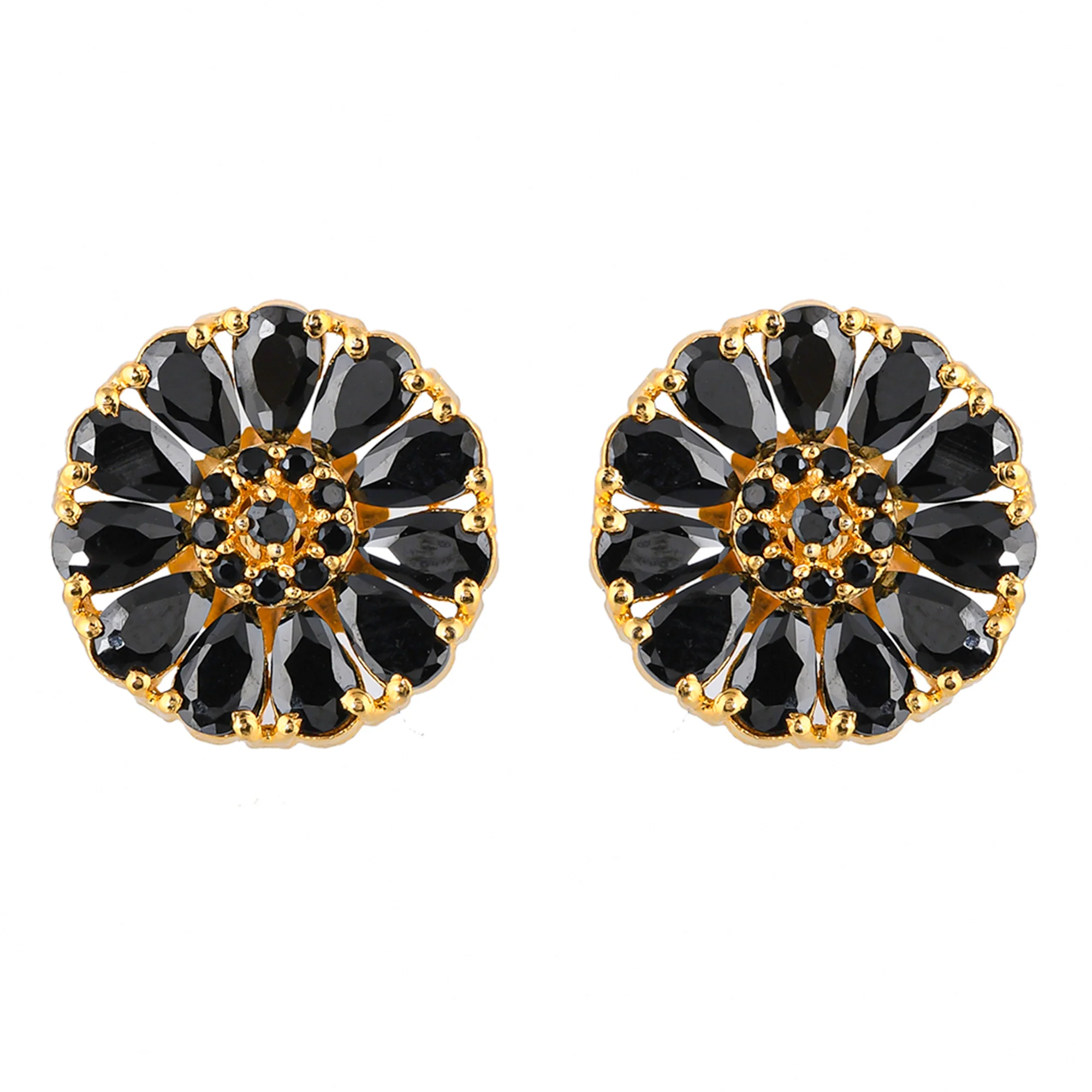 Black Teardrop Cut CZ Gems Stud Earrings - Image 3