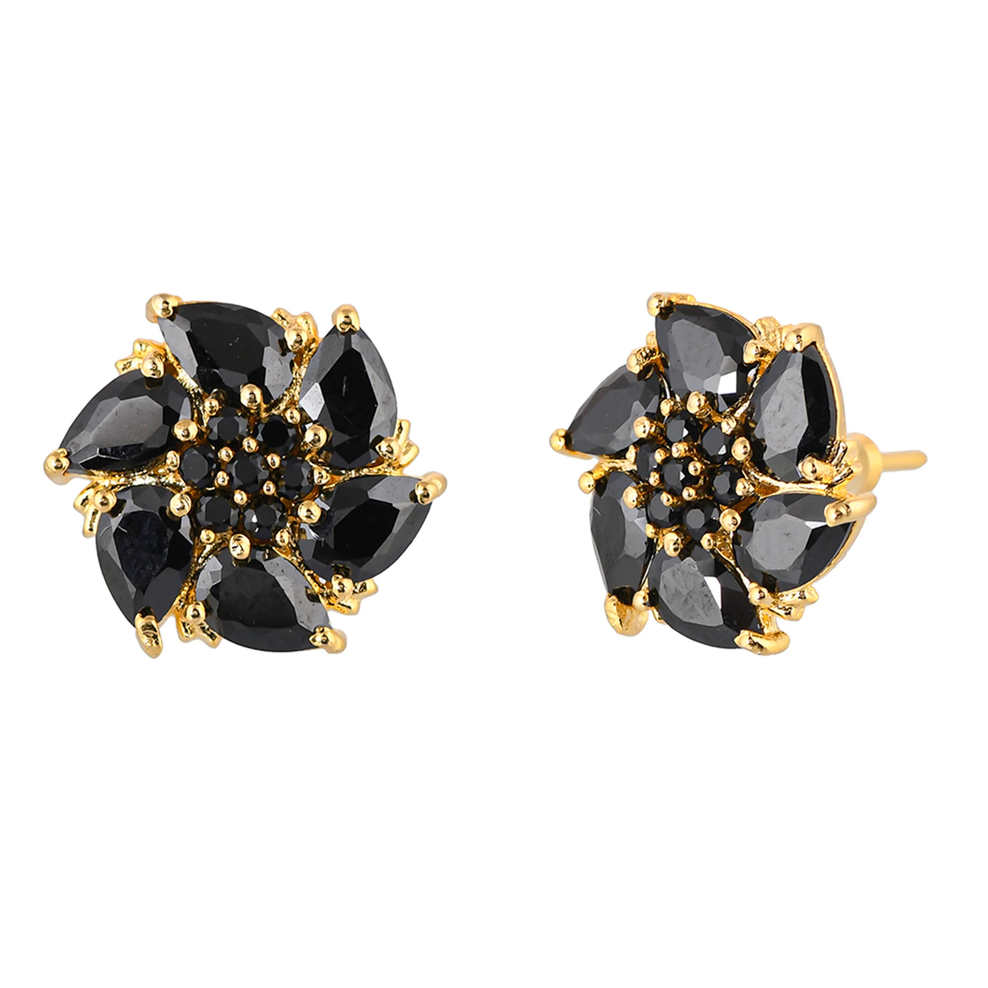 Black Zirconia Gemstones Stud Earrings - Image 4