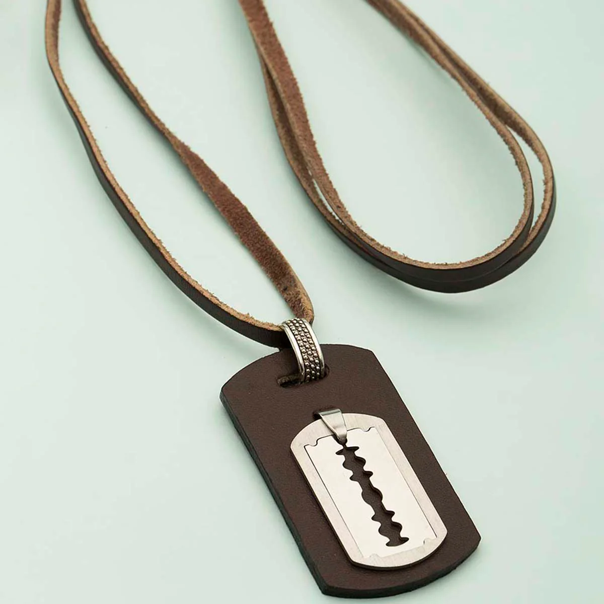 Blade Designer Pendant With Leather Chain