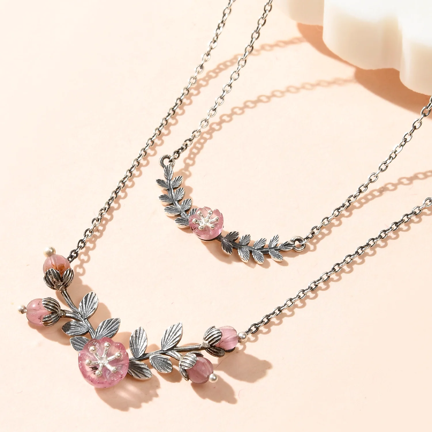 Bloom 925 Sterling Silver Sakura Layered Necklace