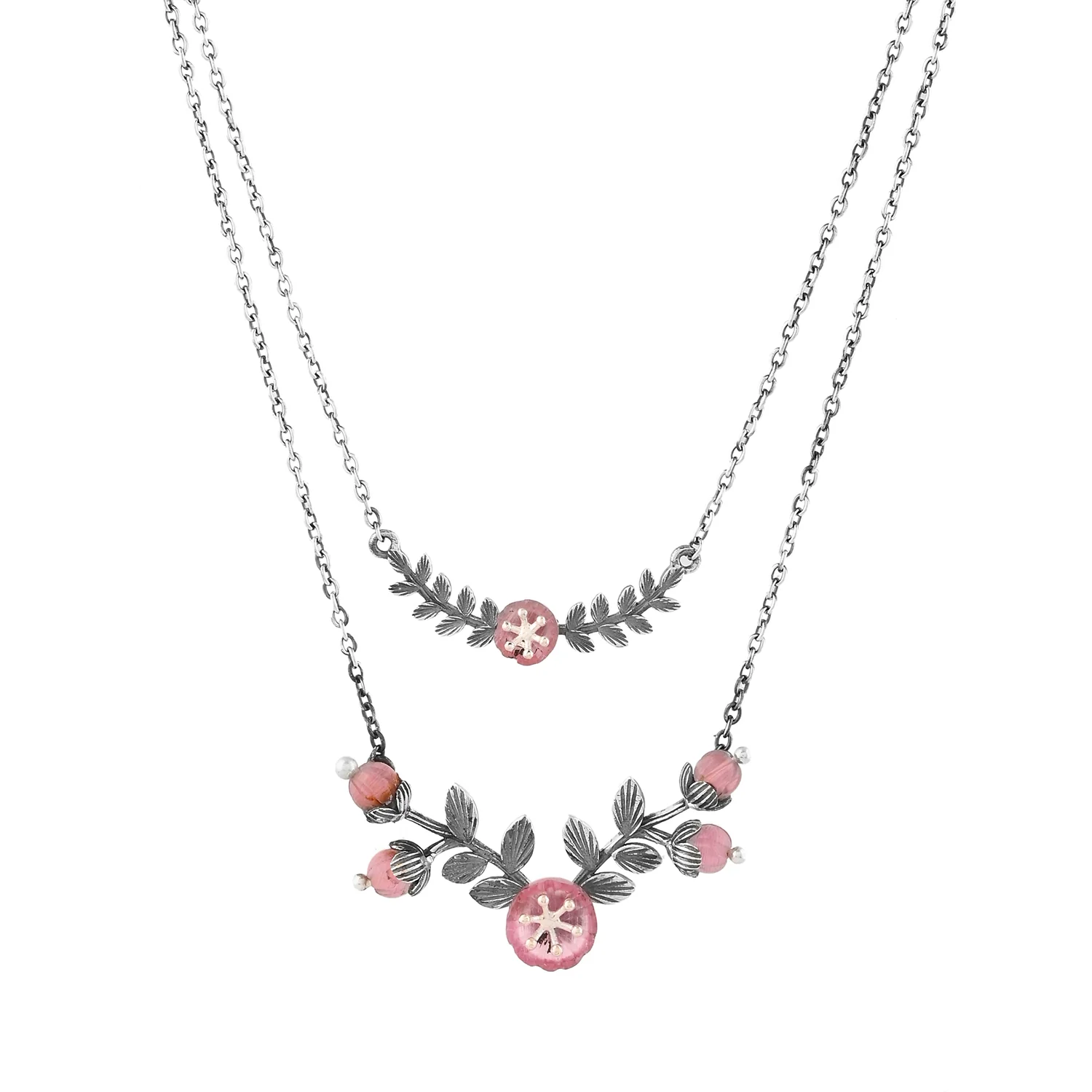 Bloom 925 Sterling Silver Sakura Layered Necklace - Image 4