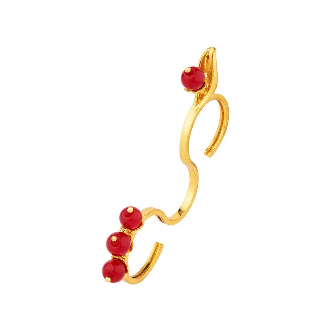 Blooming Beads Floral Double Finger Ring - Image 3