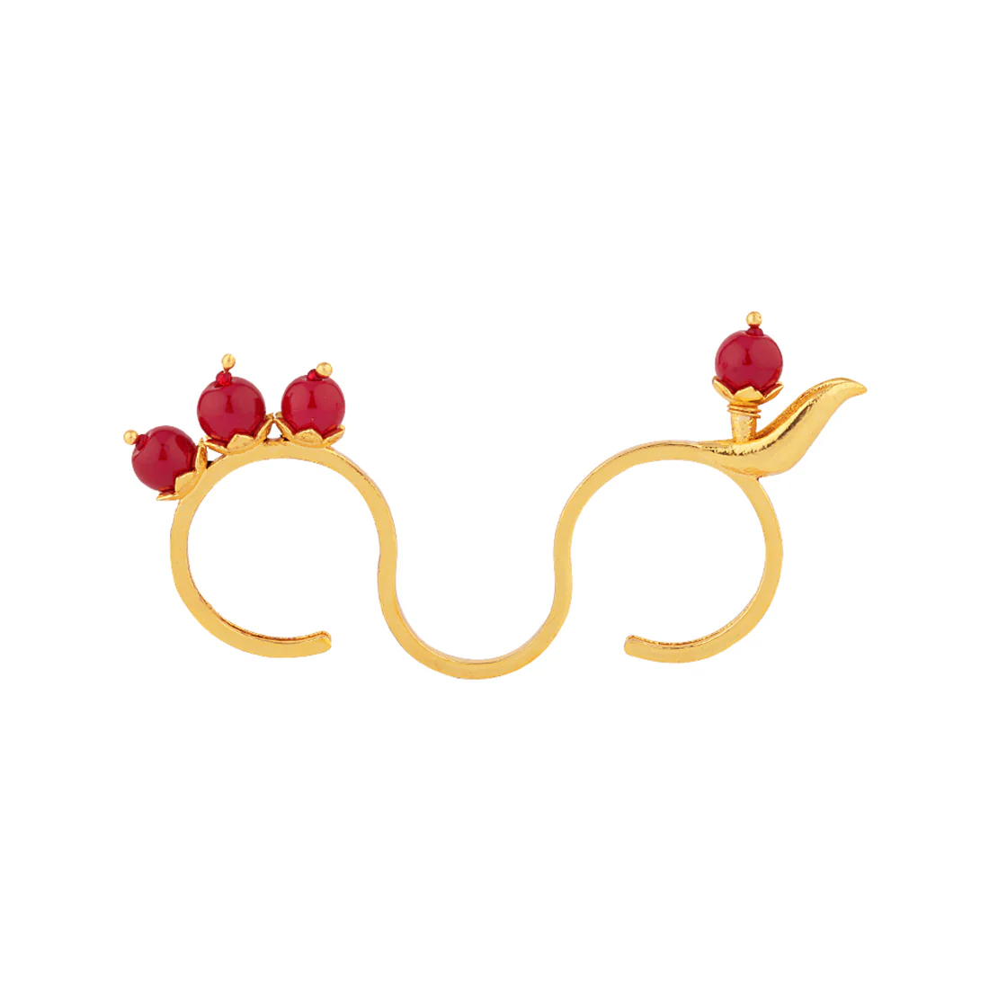 Blooming Beads Floral Double Finger Ring - Image 4
