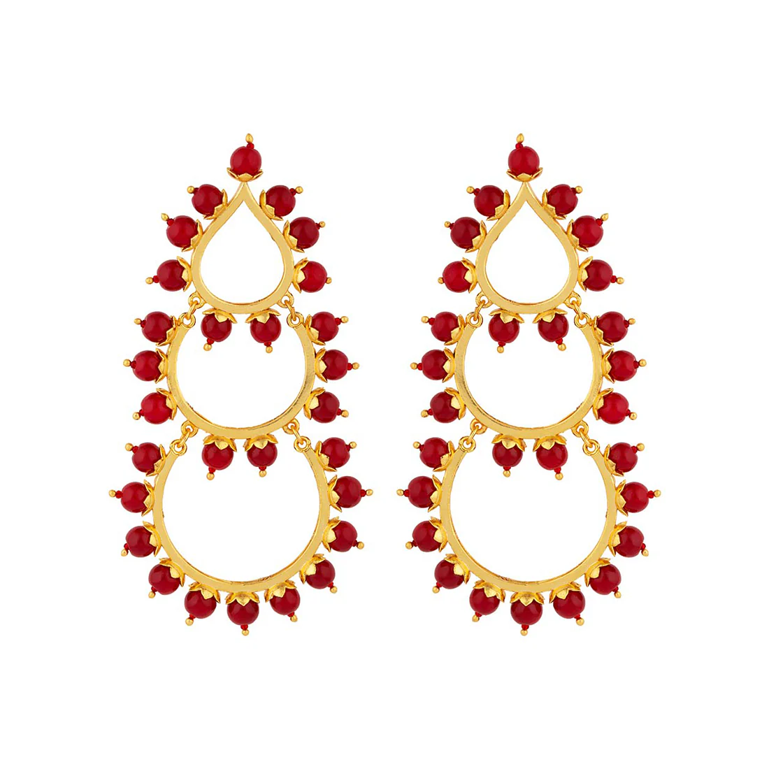 Blooming Beads Gemstones Adorned Drop Earrings - Image 3