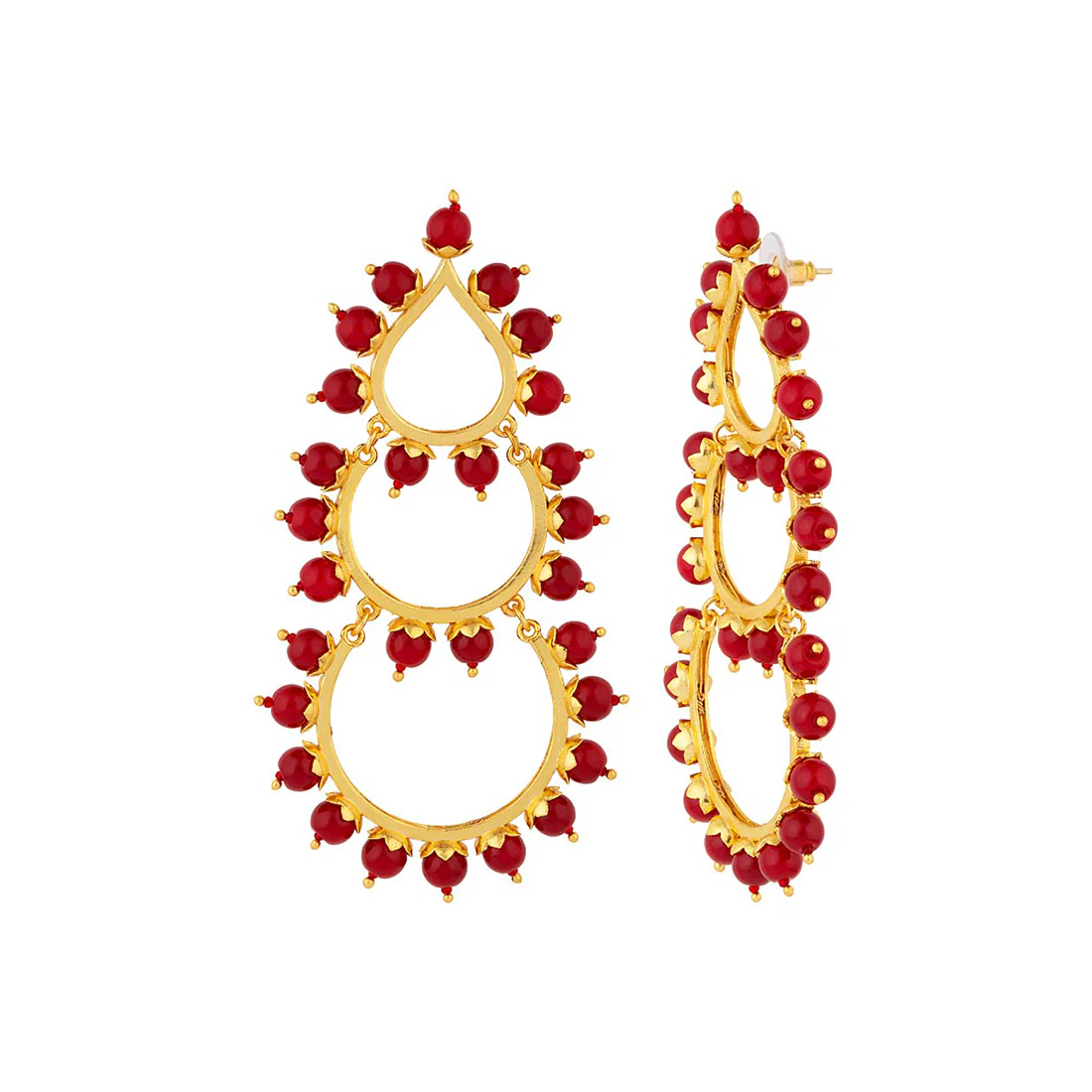Blooming Beads Gemstones Adorned Drop Earrings - Image 4
